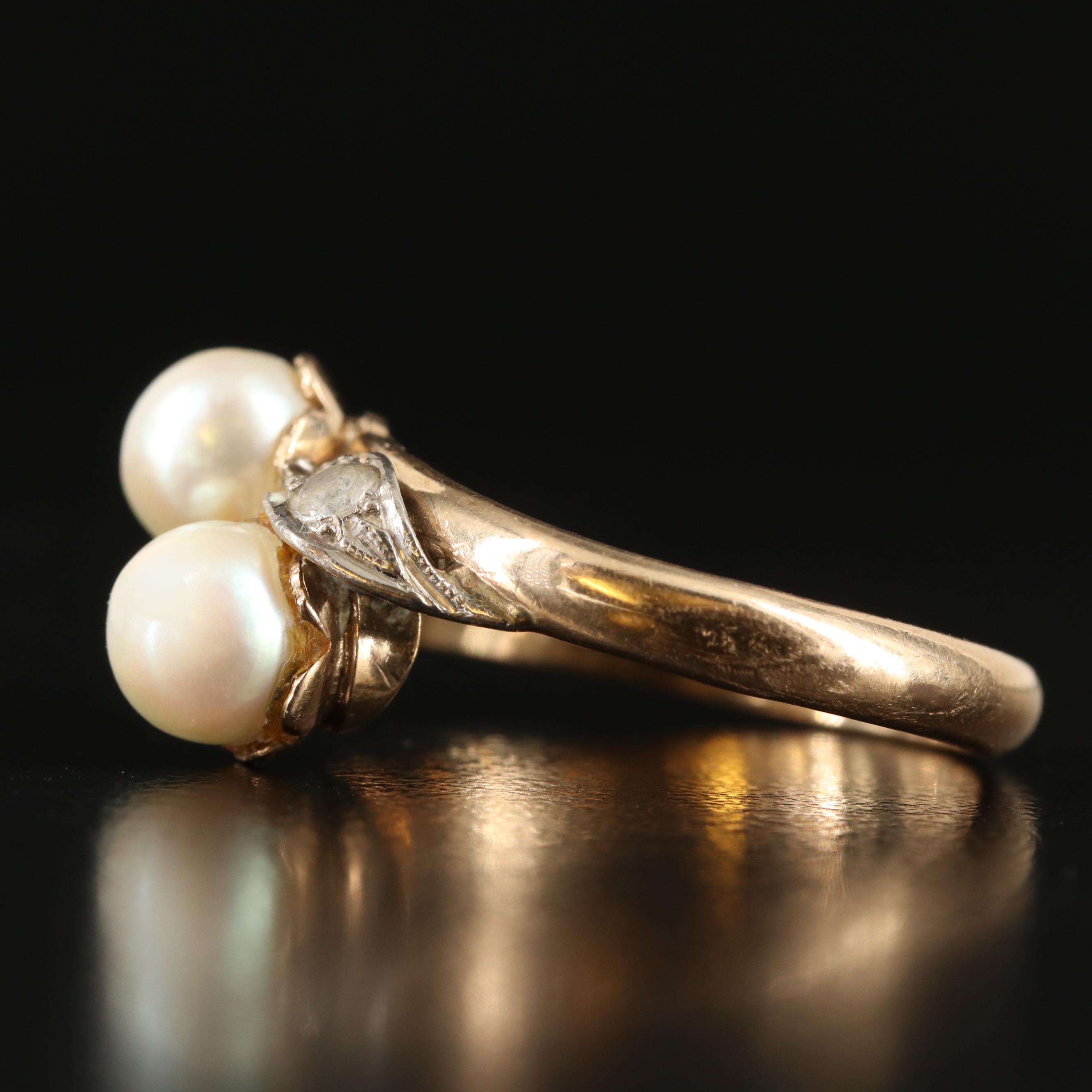 18K Pearl and White Spinel Ring