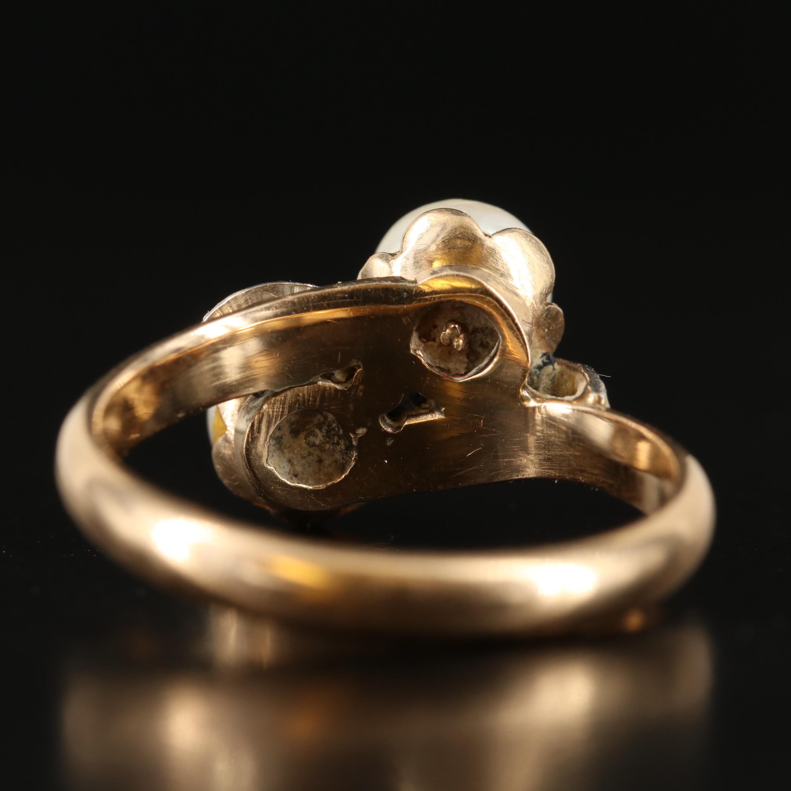 18K Pearl and White Spinel Ring