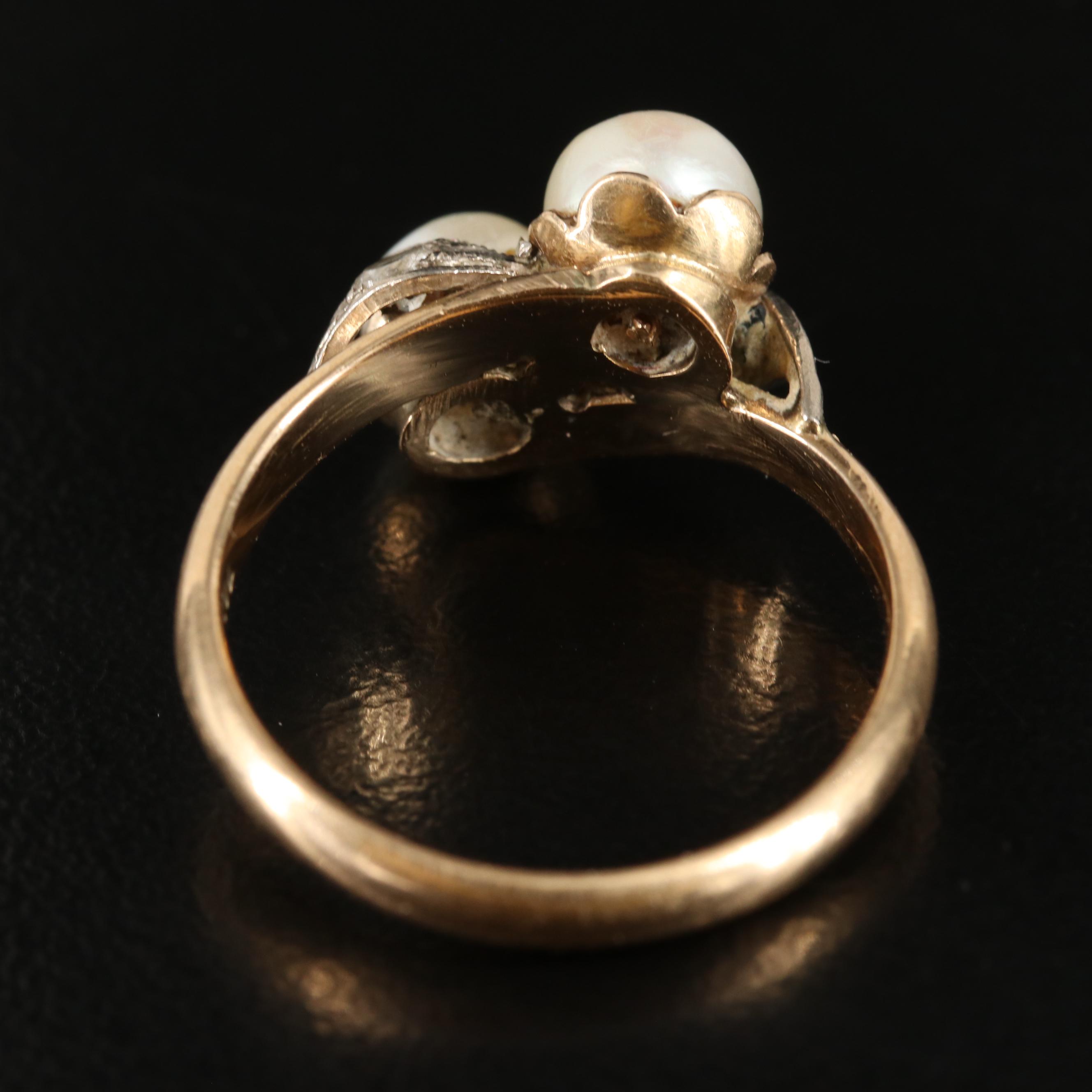 18K Pearl and White Spinel Ring