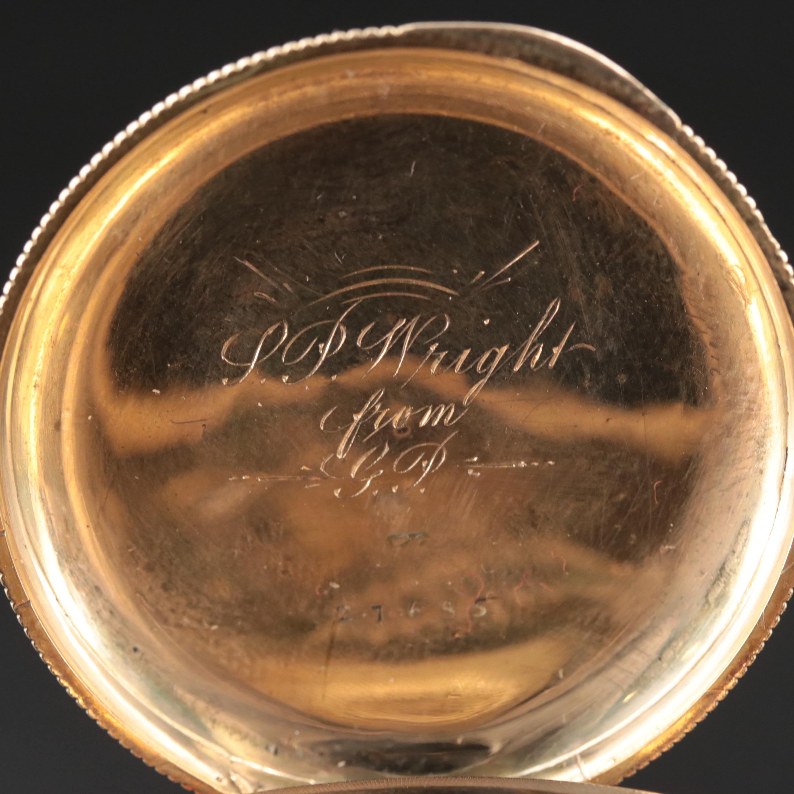 Antique 14K J.M. Sandol Blue and Black Enamel Hunting Case Pocket Watch