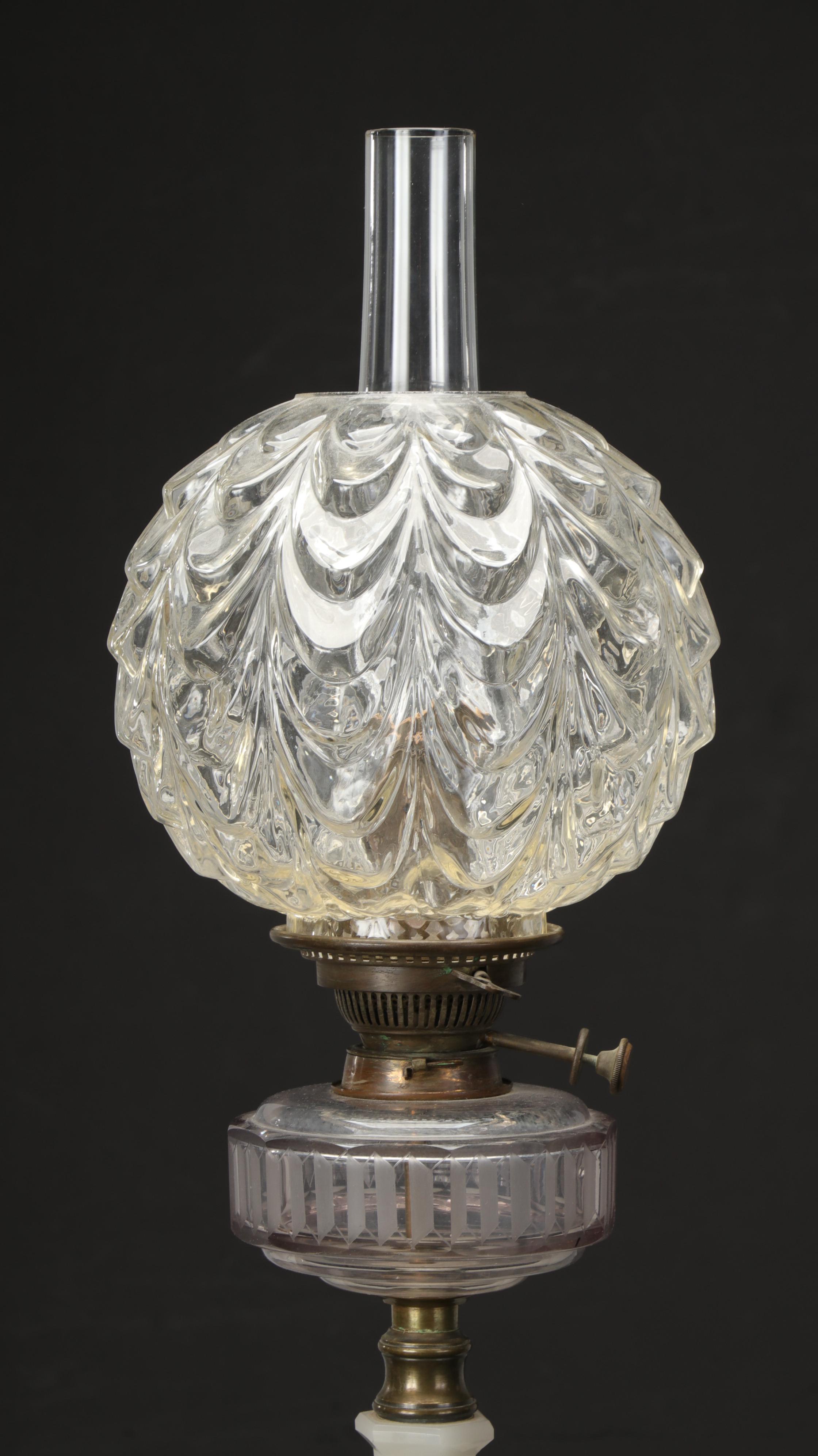 James Hinks & Son No. 2 Oil Buffet Lamp With Opaline Base, Adapted Mid-20th C