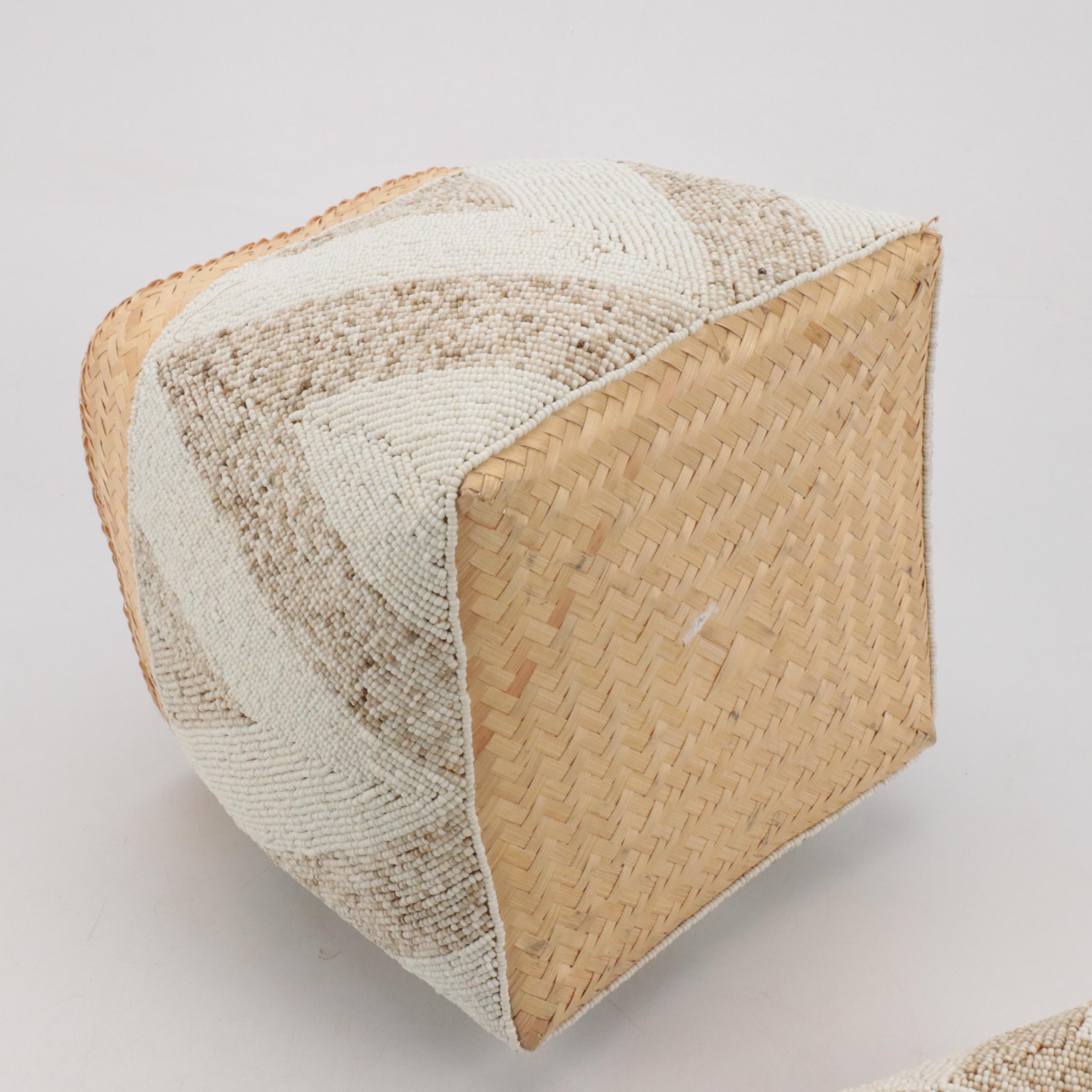 Handwoven Beaded and Cowrie Shell Basket Boxes