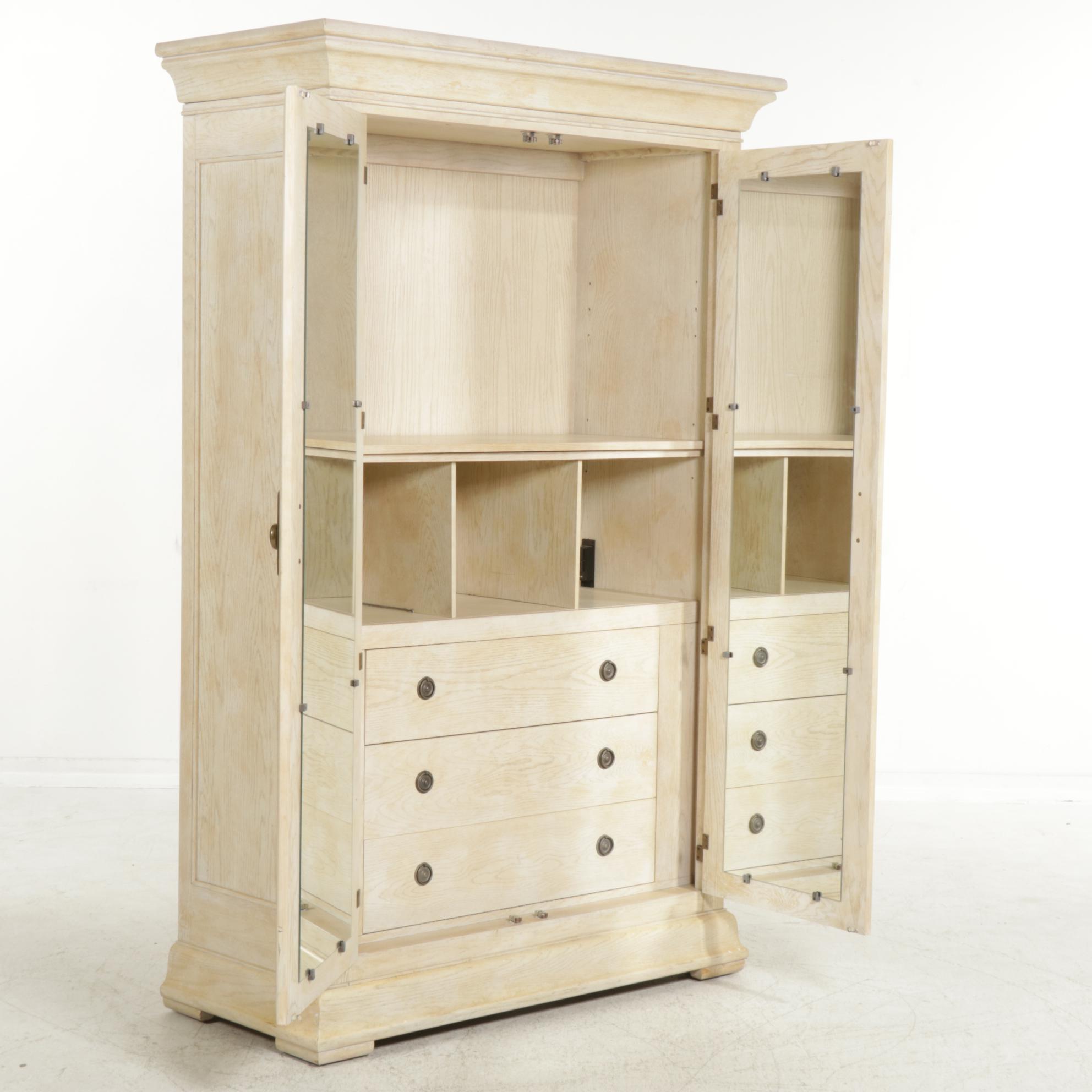 Bernhardt "Napa Valley Collection" Whitewashed Oak Armoire EBTH