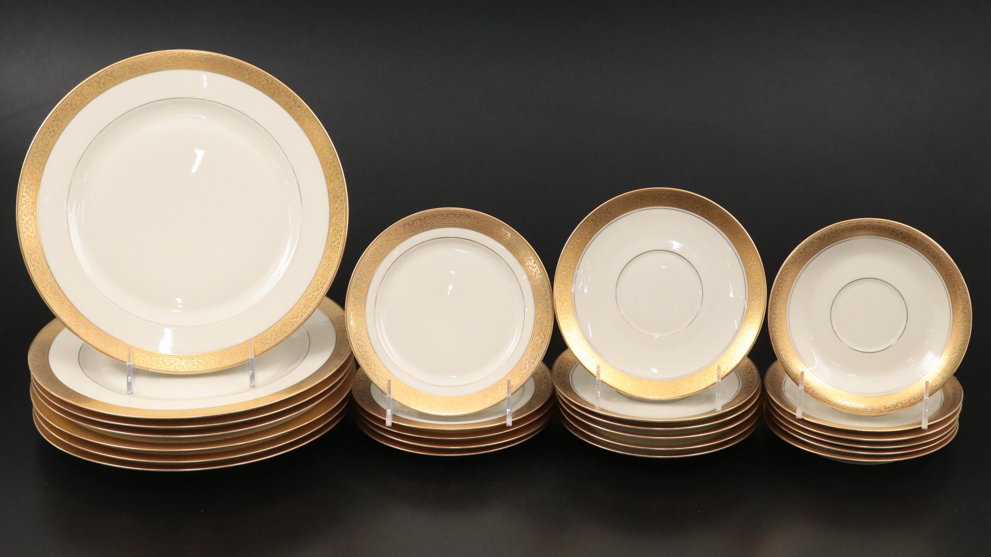 Gilt Heinrich & Co China, and Tiffin-Franciscan "Minton" Stemware