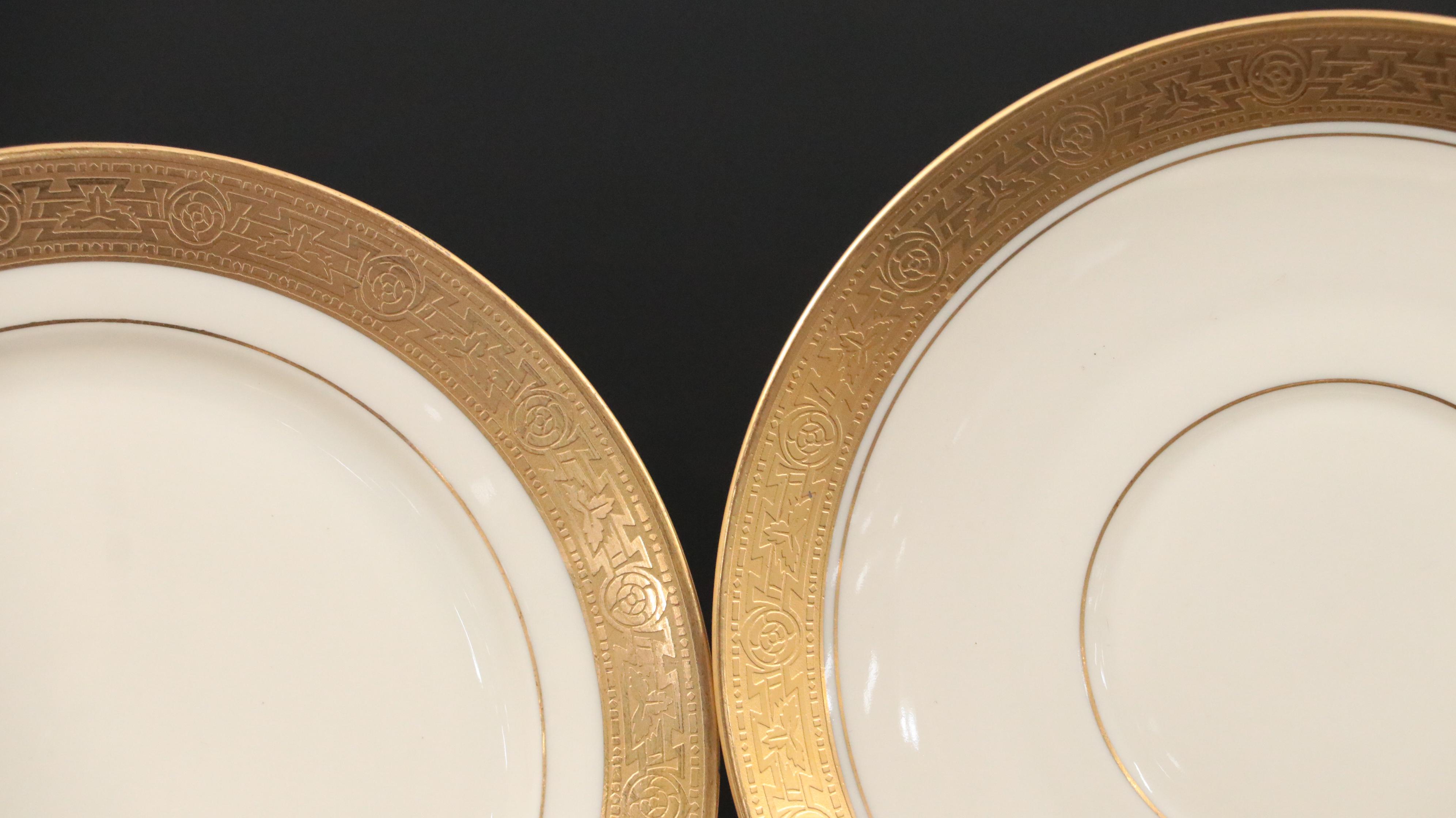 Gilt Heinrich & Co China, and Tiffin-Franciscan "Minton" Stemware