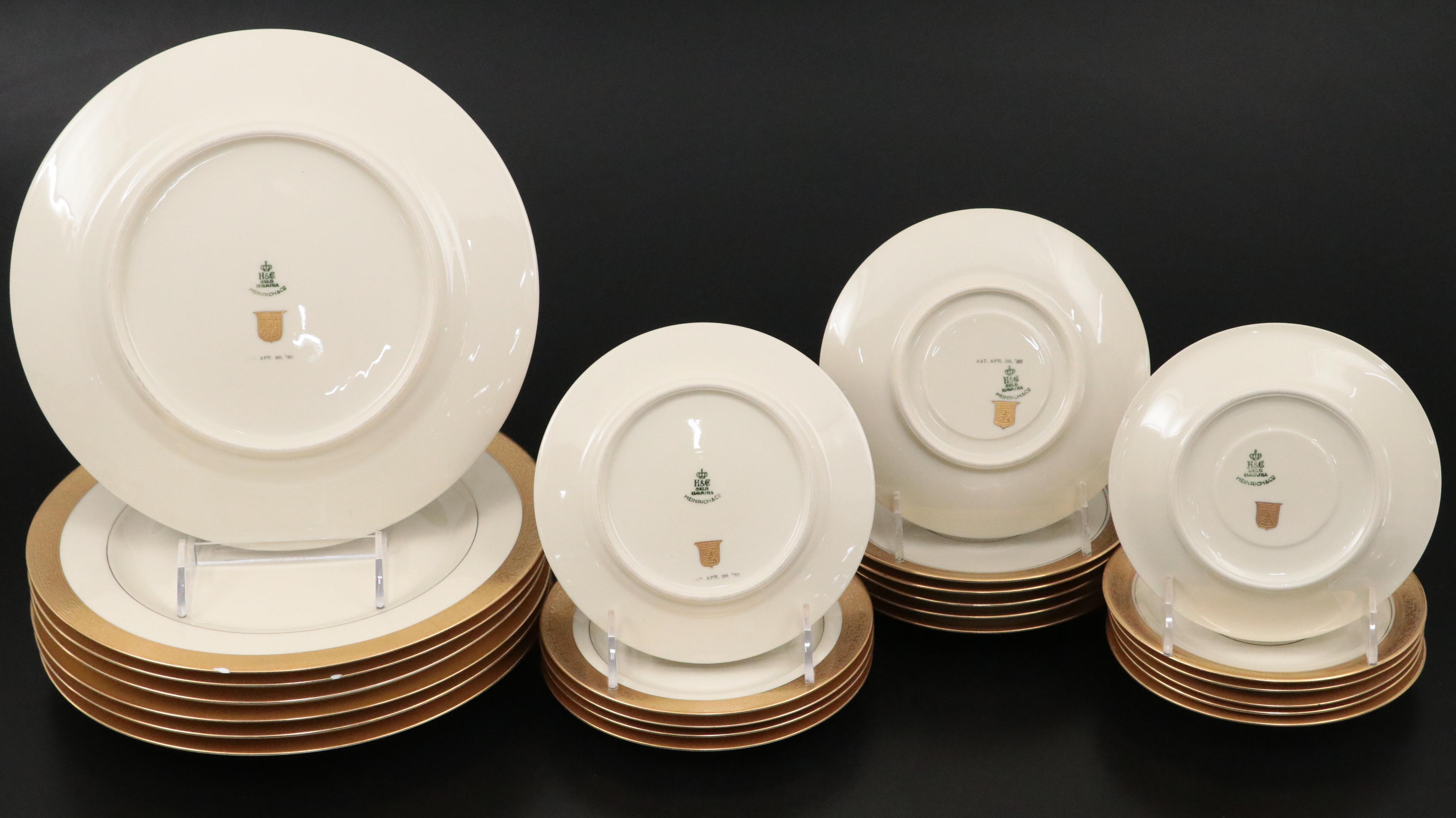 Gilt Heinrich & Co China, and Tiffin-Franciscan "Minton" Stemware