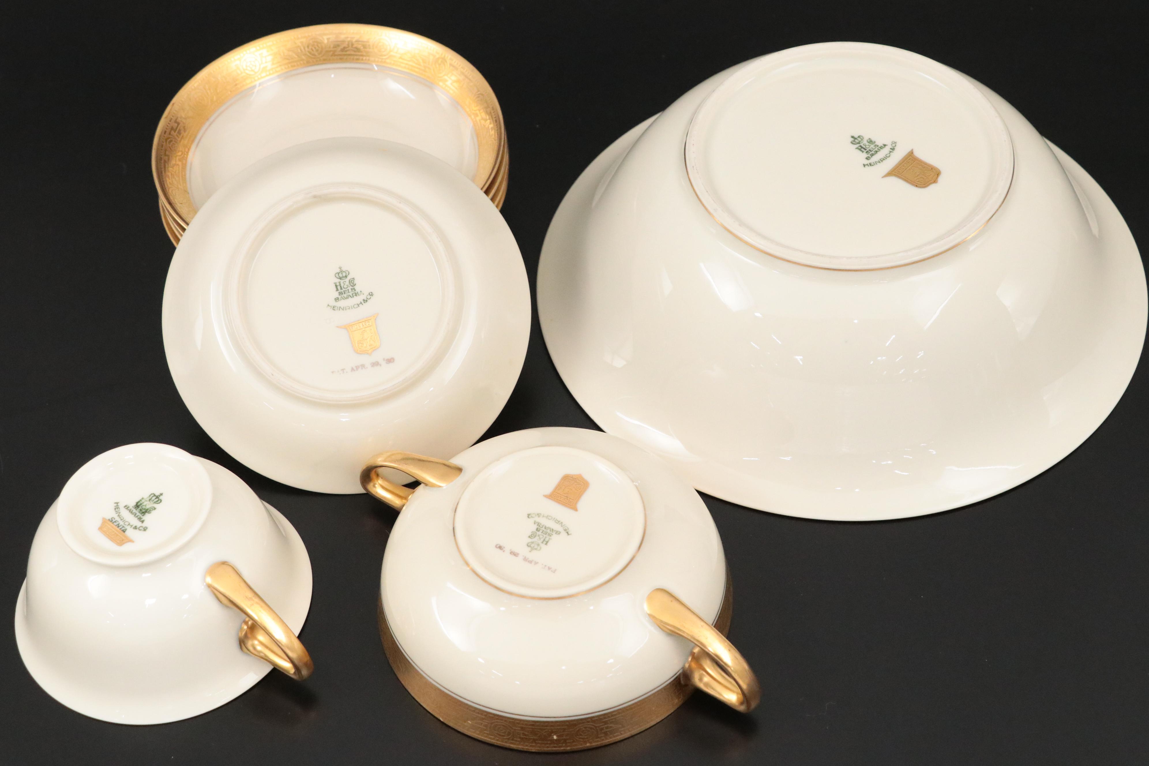 Gilt Heinrich & Co China, and Tiffin-Franciscan "Minton" Stemware