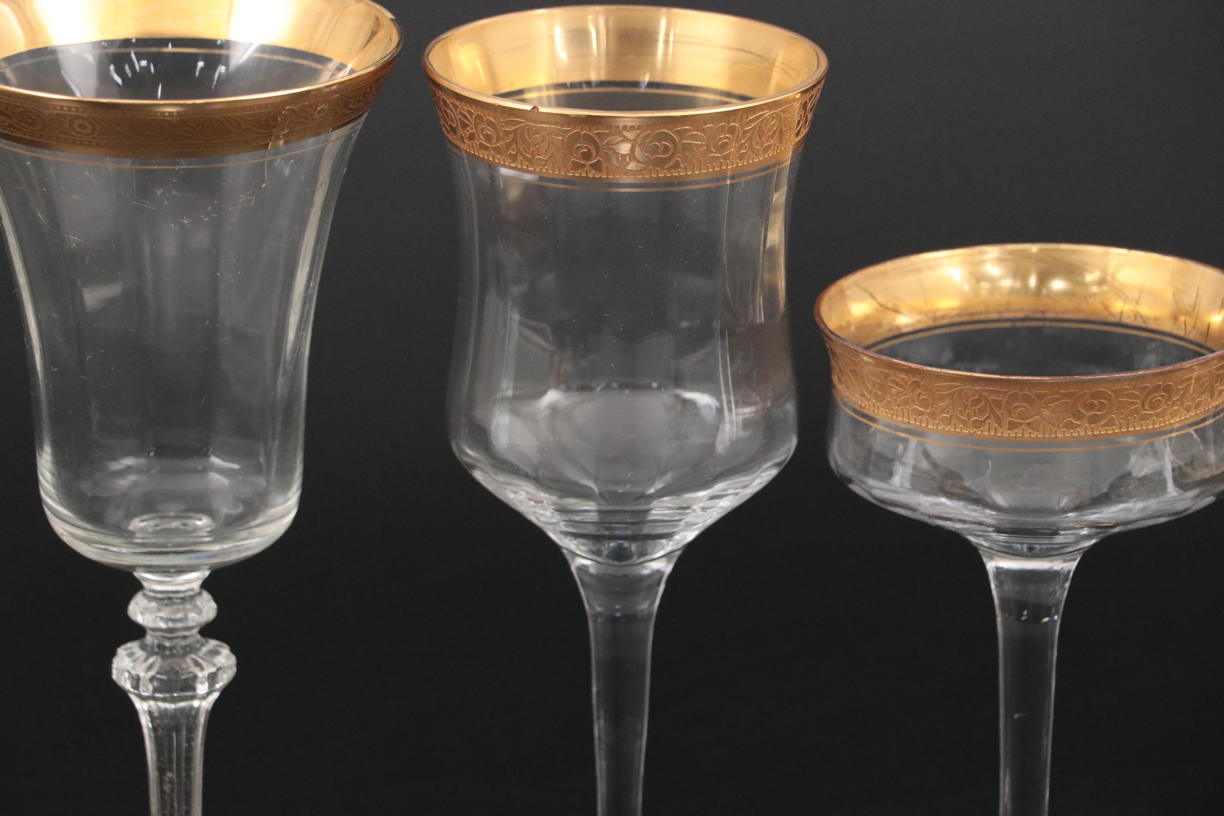 Gilt Heinrich & Co China, and Tiffin-Franciscan "Minton" Stemware