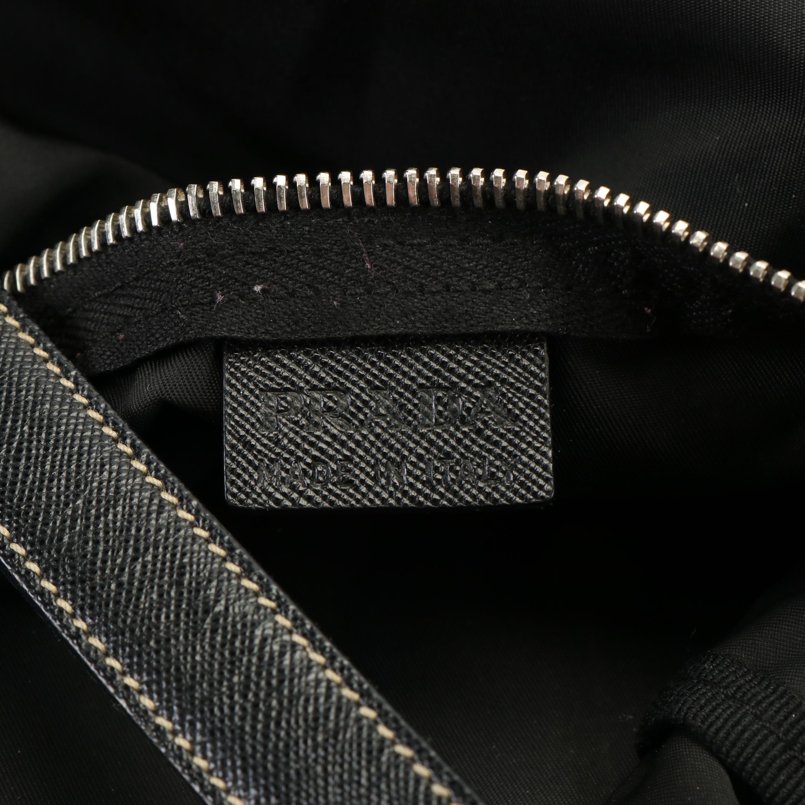 Prada Tessuto Black Nylon Saffino Leather  Mini Duffle Handbag