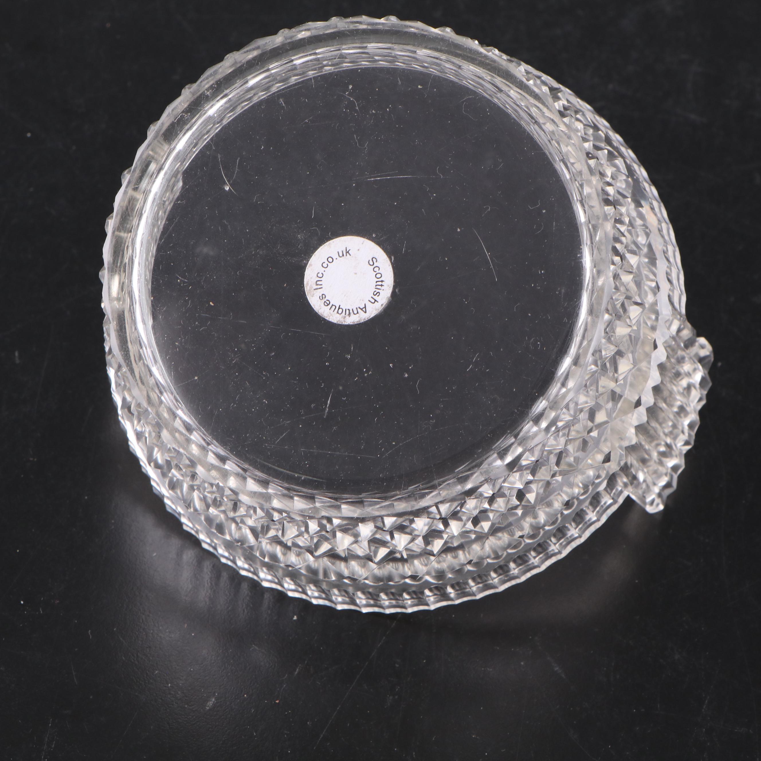 Irish Cut Glass Bonbonnière with Other Bottles and Lidded Bowl. 19th Century