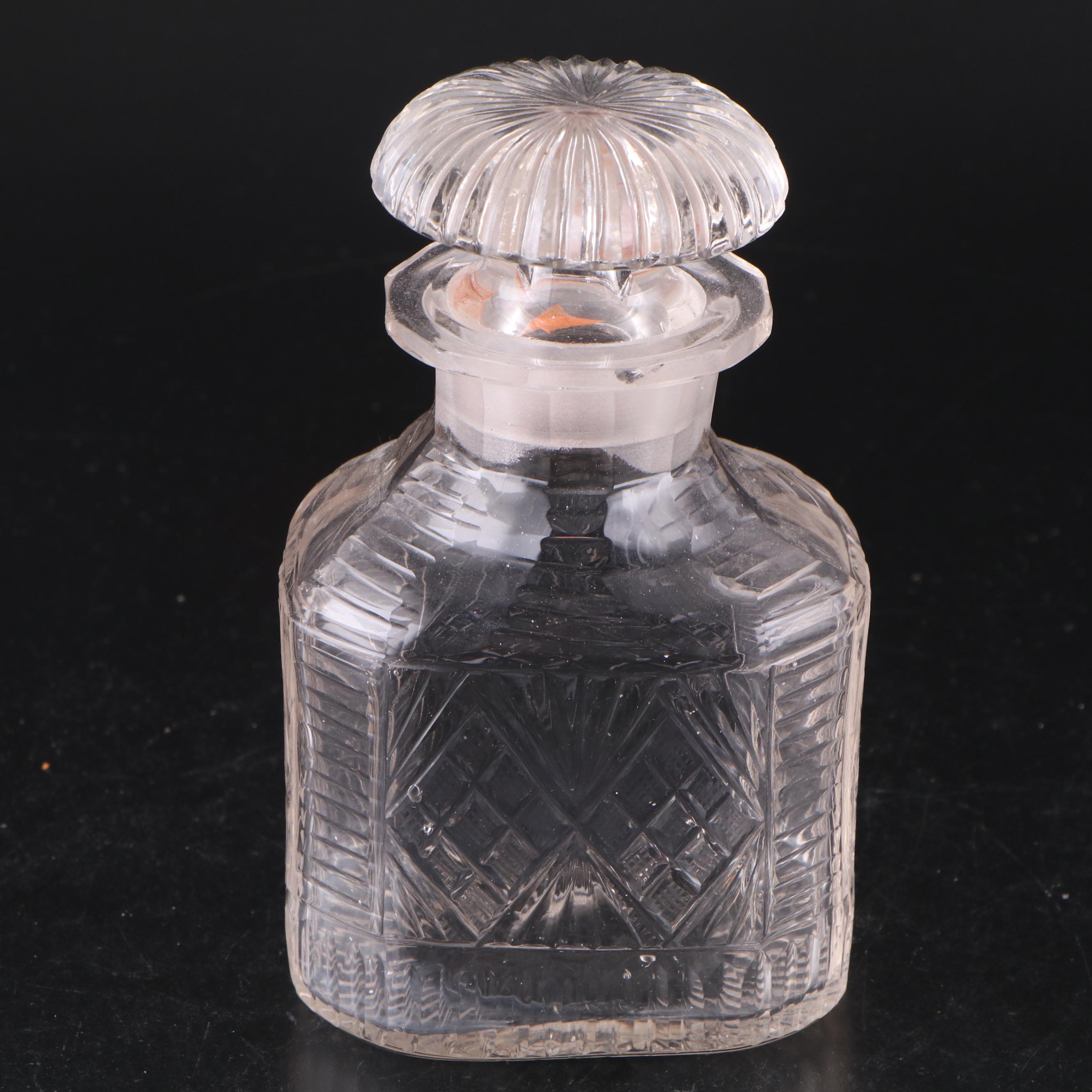 Irish Cut Glass Bonbonnière with Other Bottles and Lidded Bowl. 19th Century