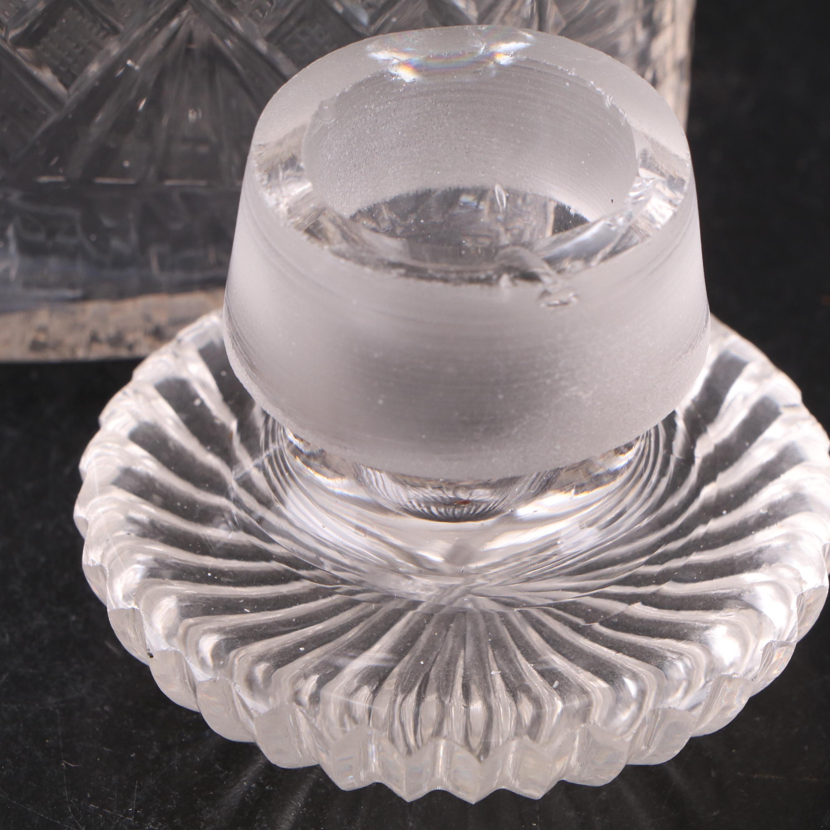 Irish Cut Glass Bonbonnière with Other Bottles and Lidded Bowl. 19th Century