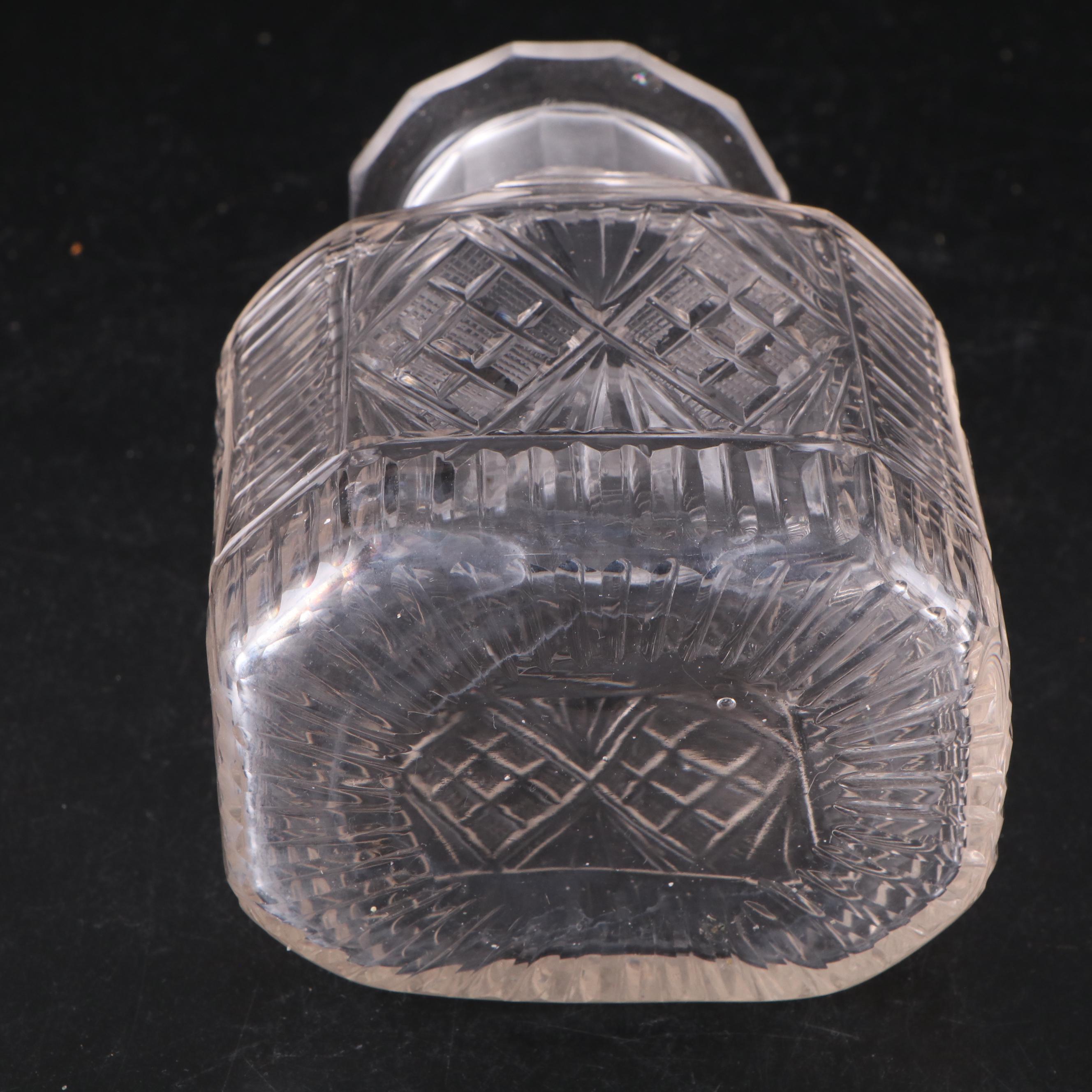 Irish Cut Glass Bonbonnière with Other Bottles and Lidded Bowl. 19th Century