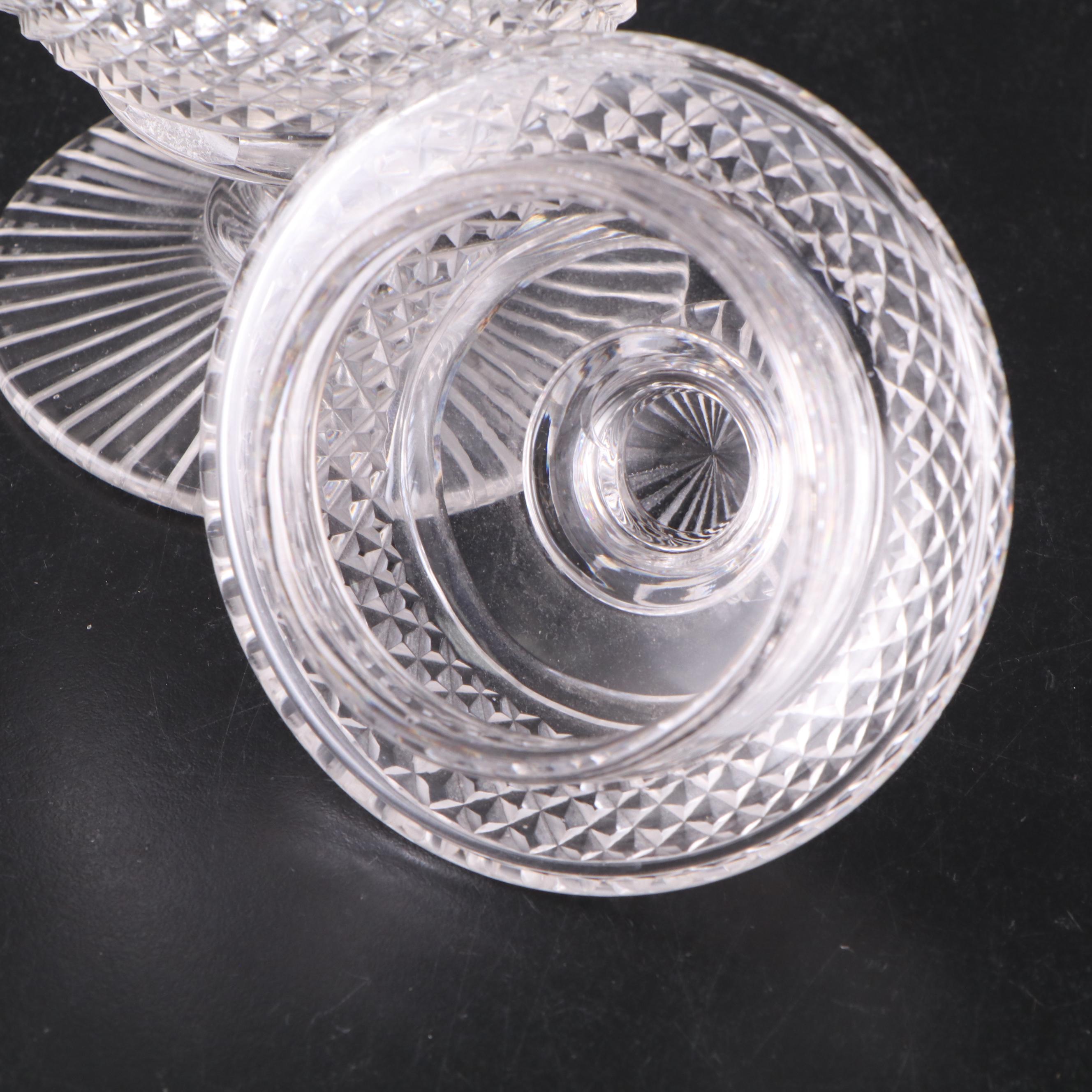 Irish Cut Glass Bonbonnière with Other Bottles and Lidded Bowl. 19th Century