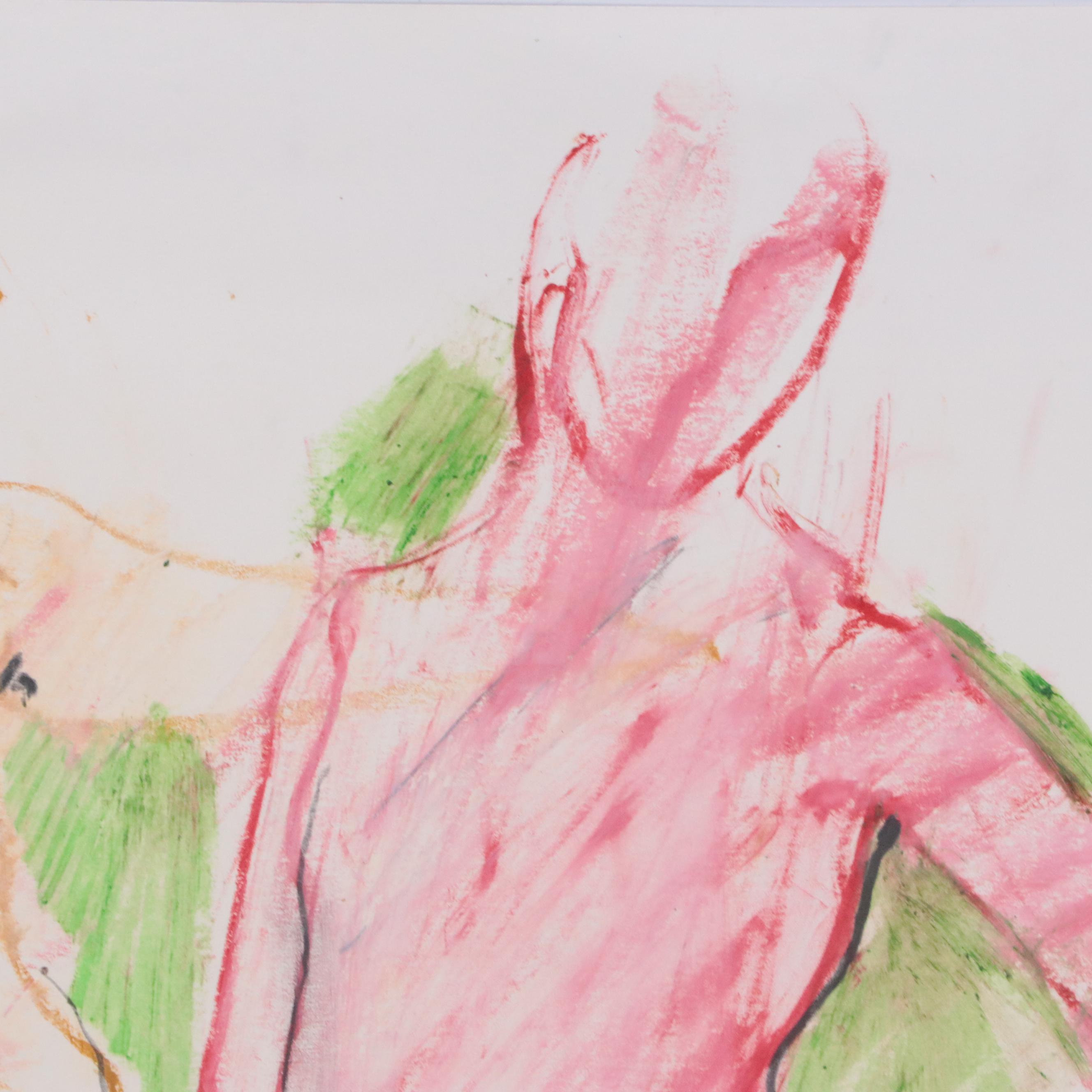 Jack Meanwell Figurative Oil Pastel Drawing