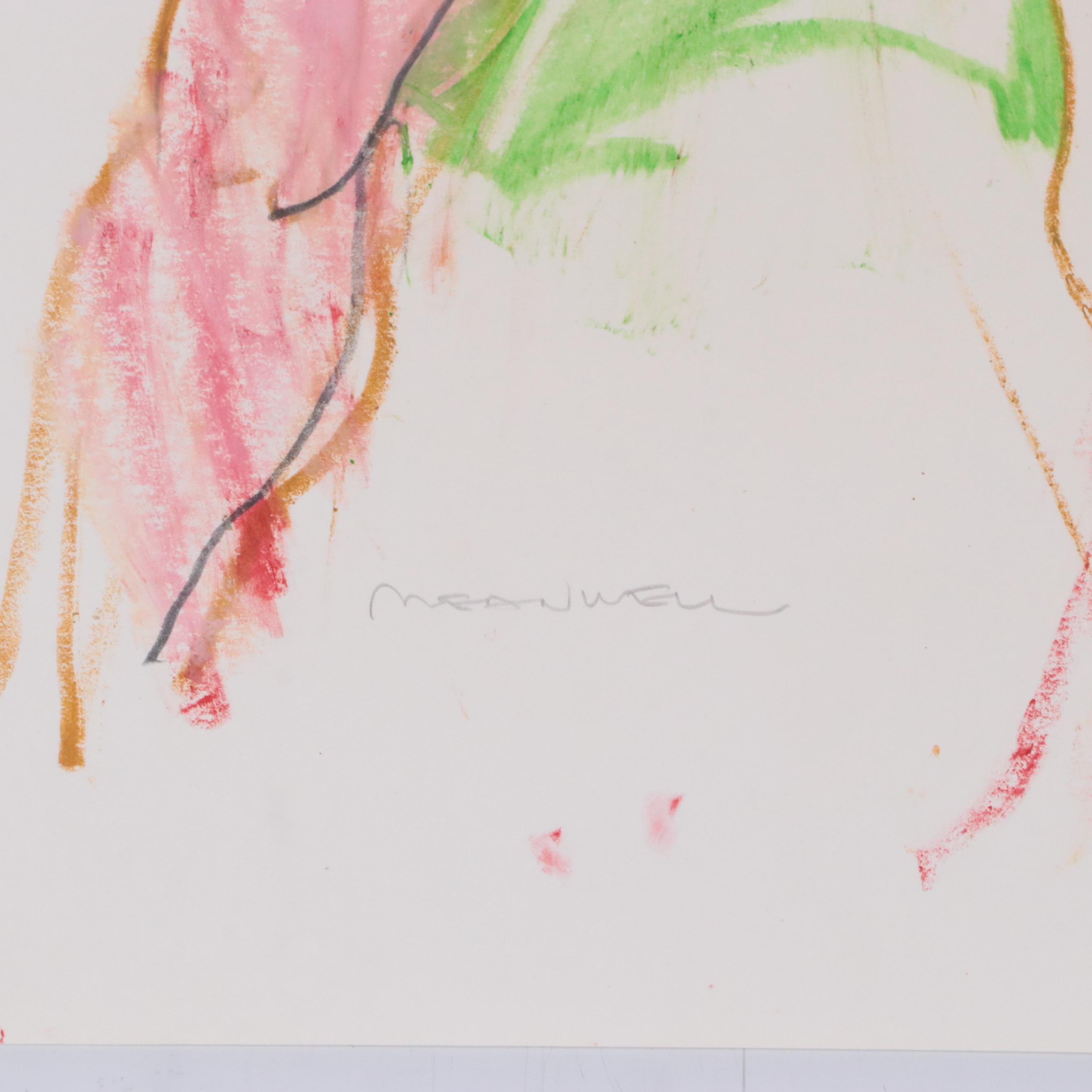 Jack Meanwell Figurative Oil Pastel Drawing