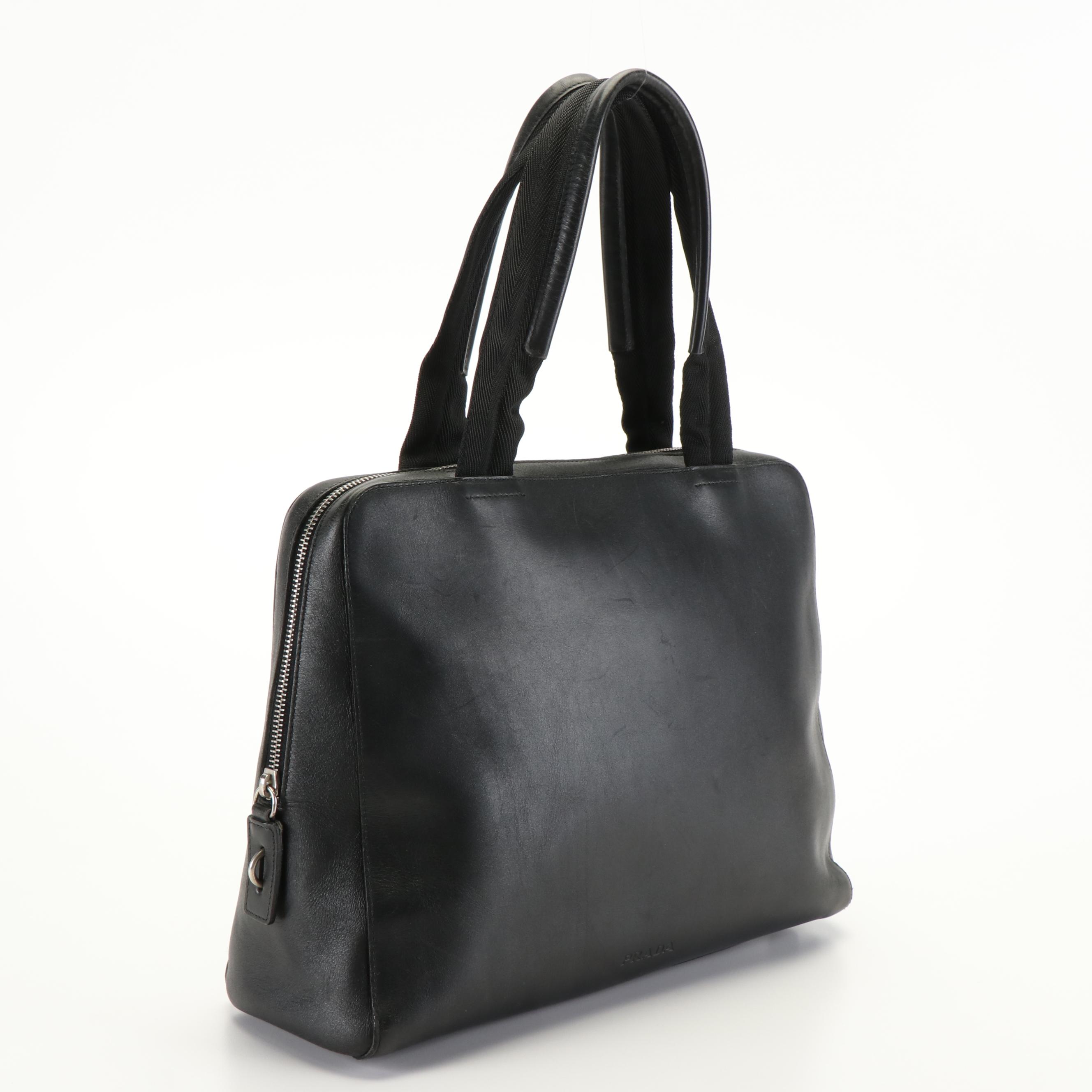 Prada Black Leather Top Handle Bag