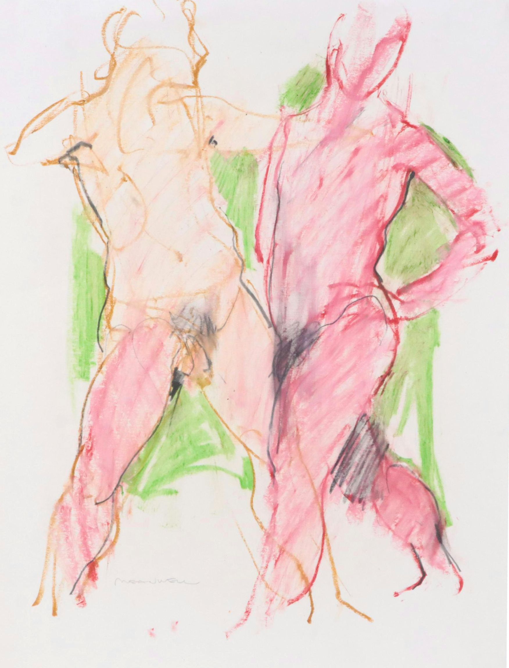 Jack Meanwell Figurative Oil Pastel Drawing