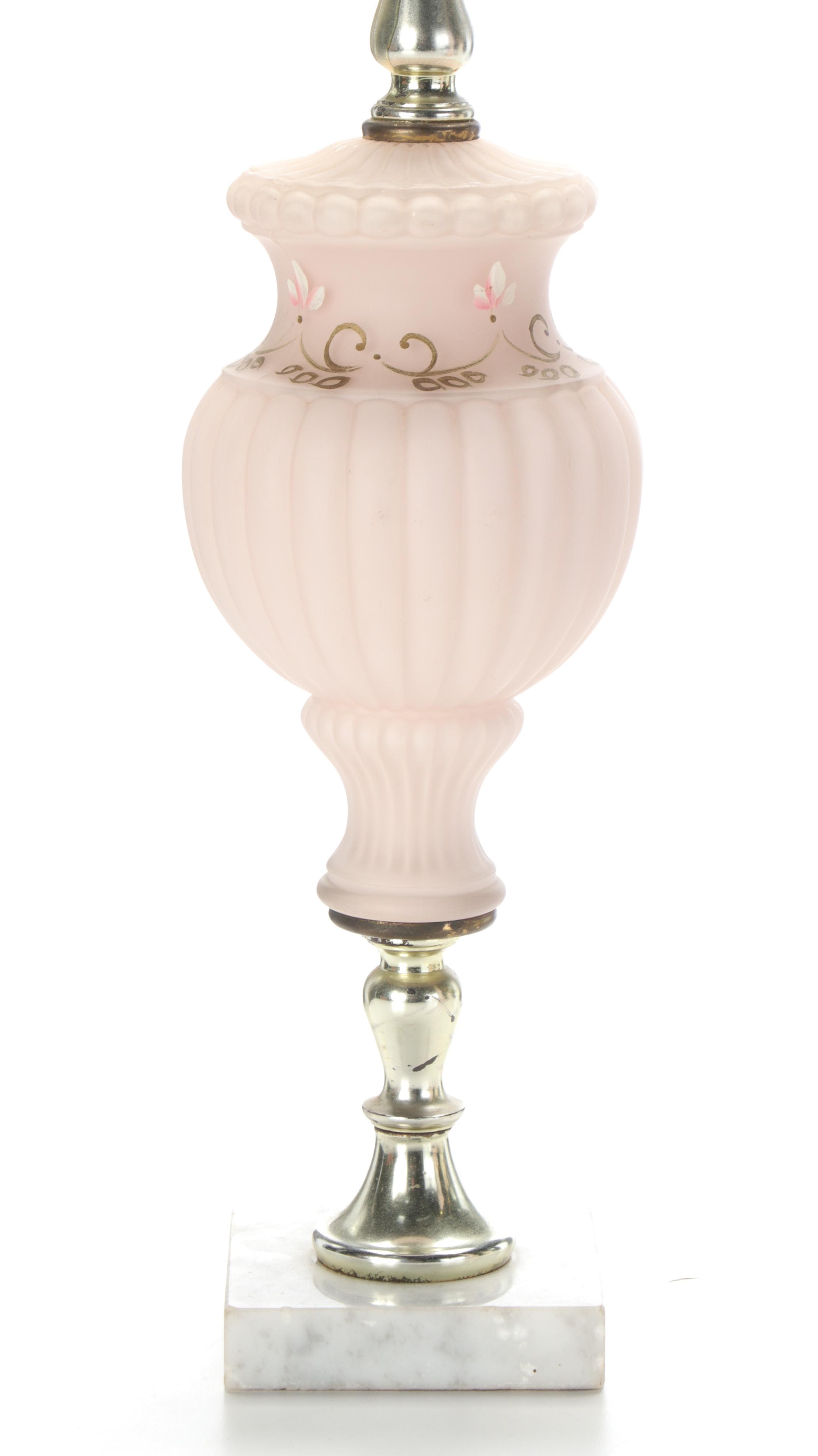 Pink Capodimonte With Satin Glass and Other Table Lamps, Mid to Late 20th C