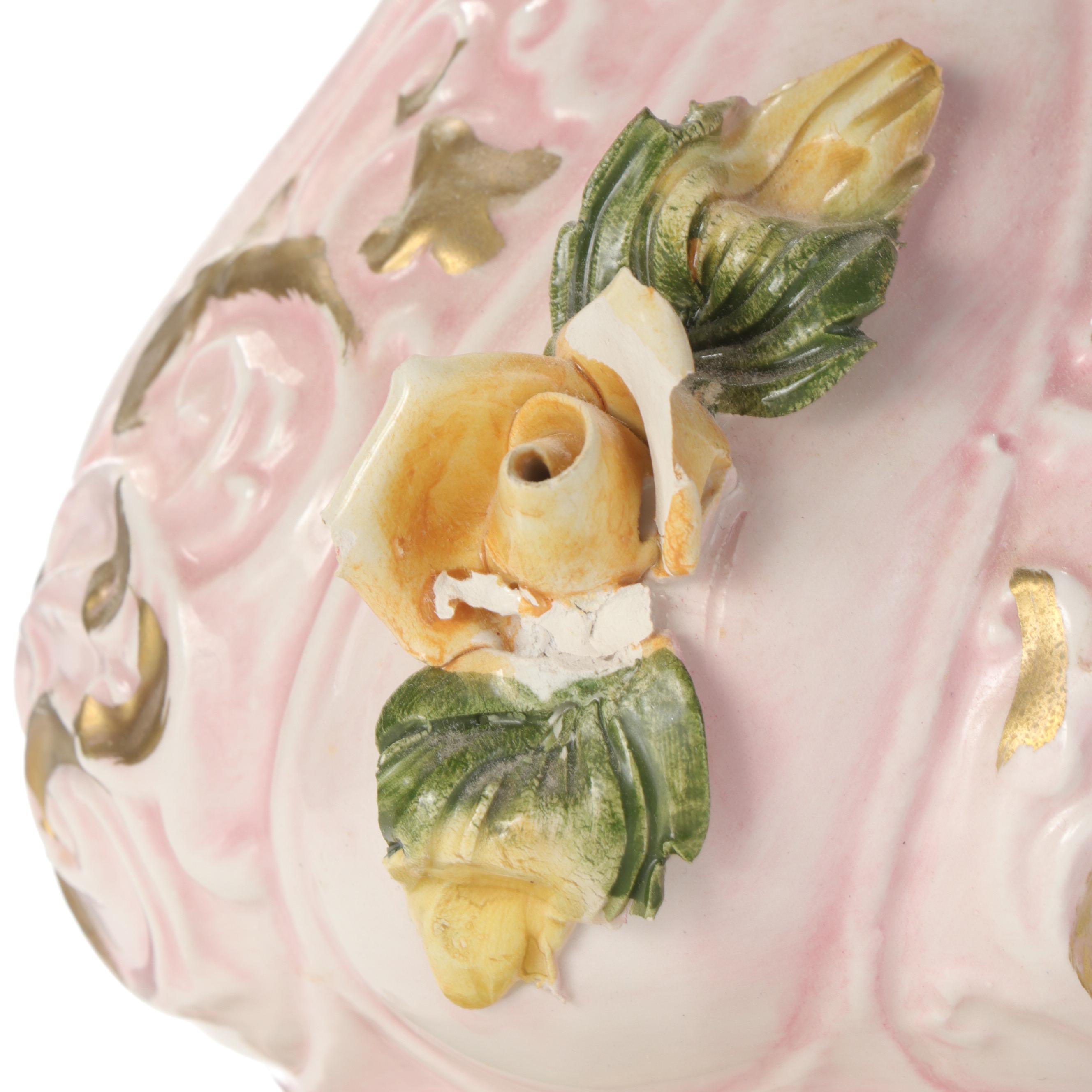 Pink Capodimonte With Satin Glass and Other Table Lamps, Mid to Late 20th C