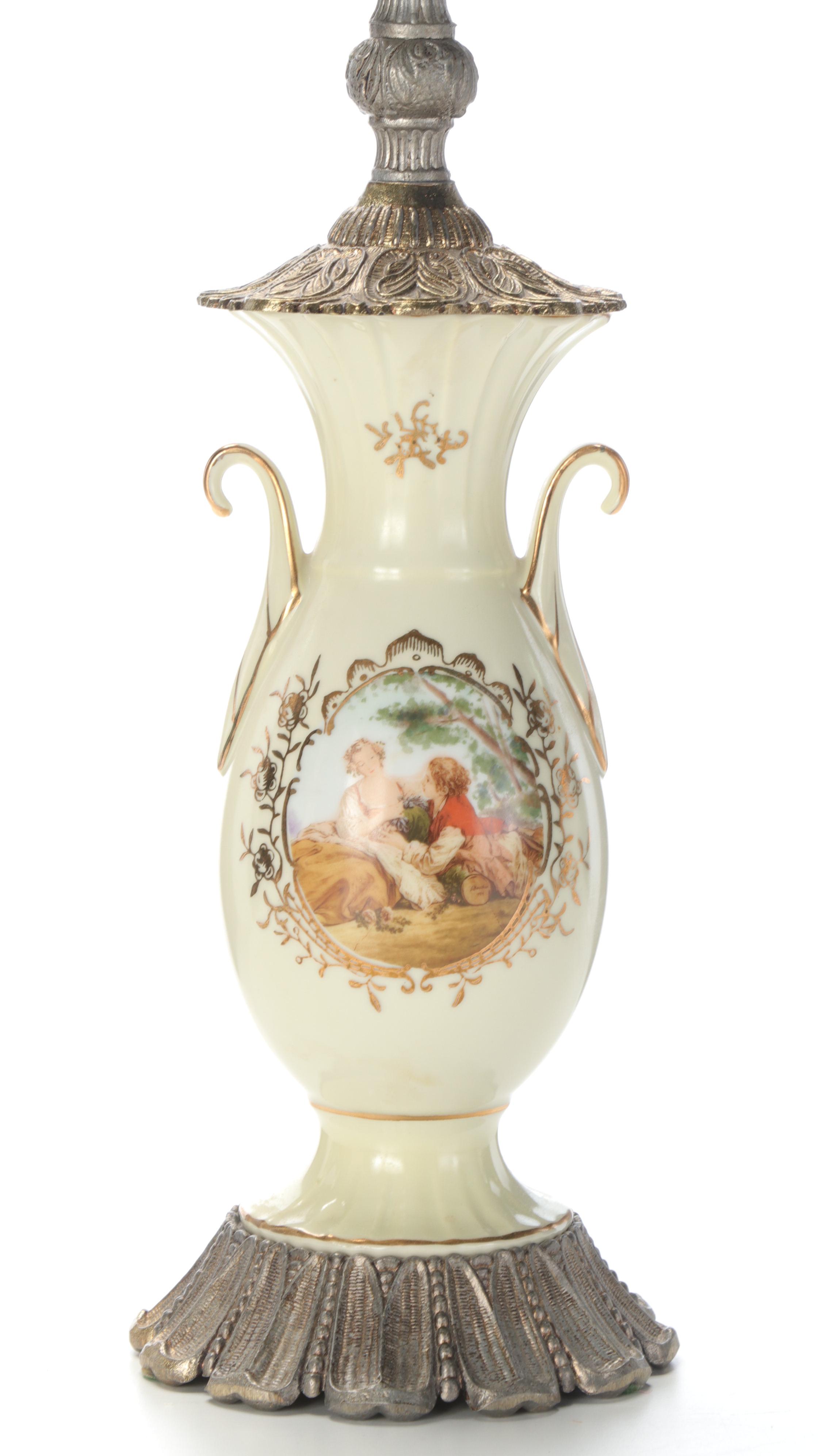 Pink Capodimonte With Satin Glass and Other Table Lamps, Mid to Late 20th C