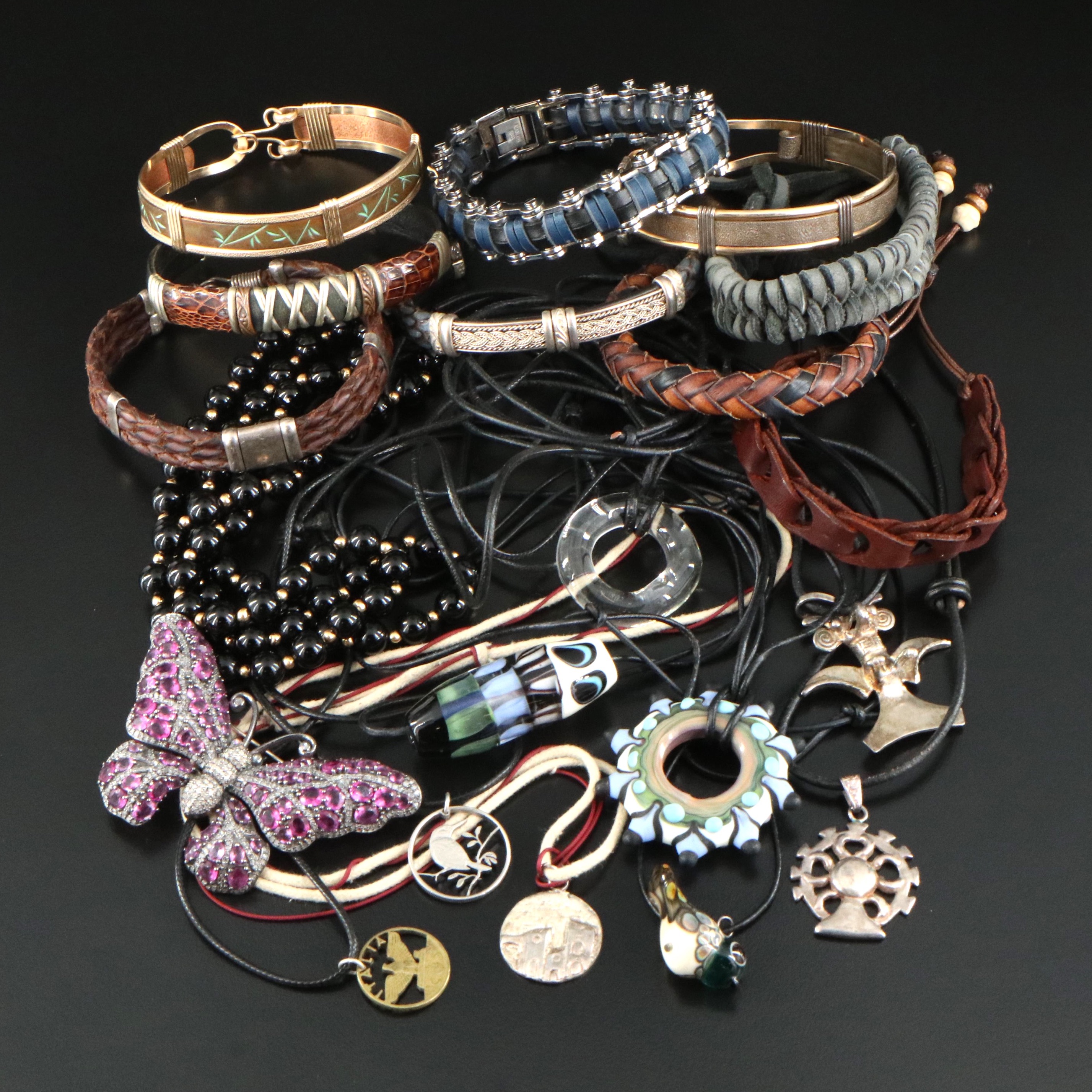 Art Glass and Black Onyx with 14K Bead Necklaces Featured in Jewelry Collection