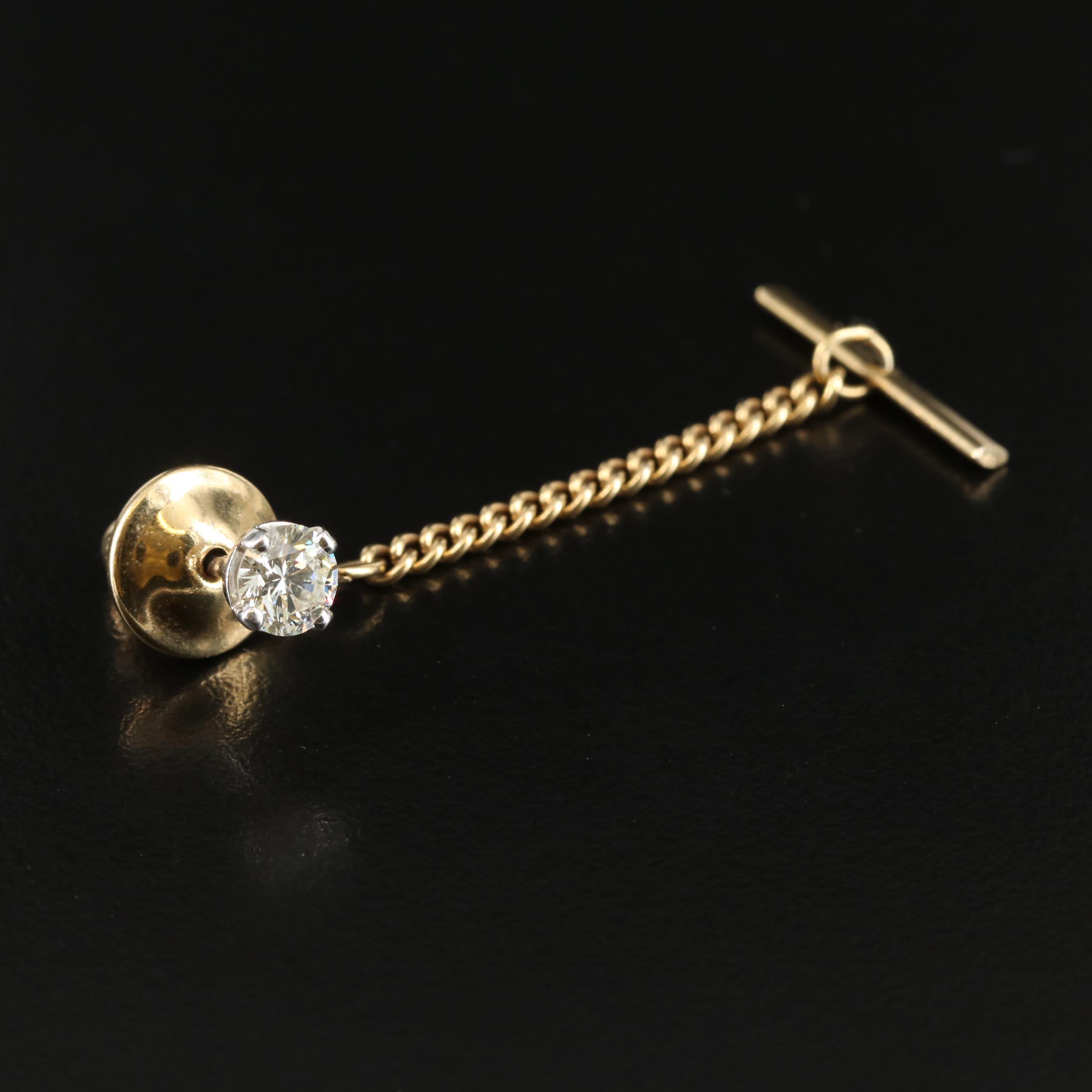 14K 0.64 CT Diamond Tie Tack