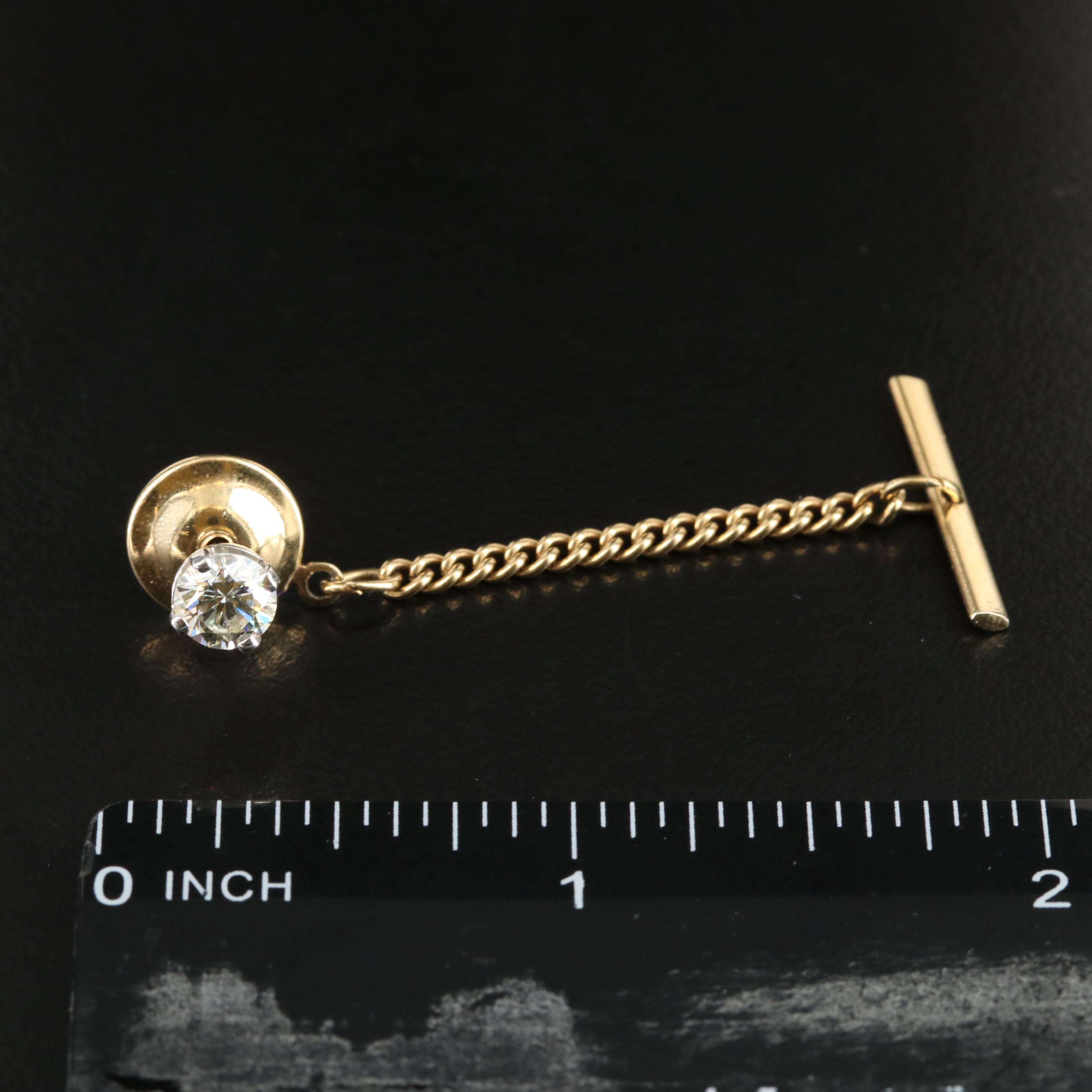 14K 0.64 CT Diamond Tie Tack