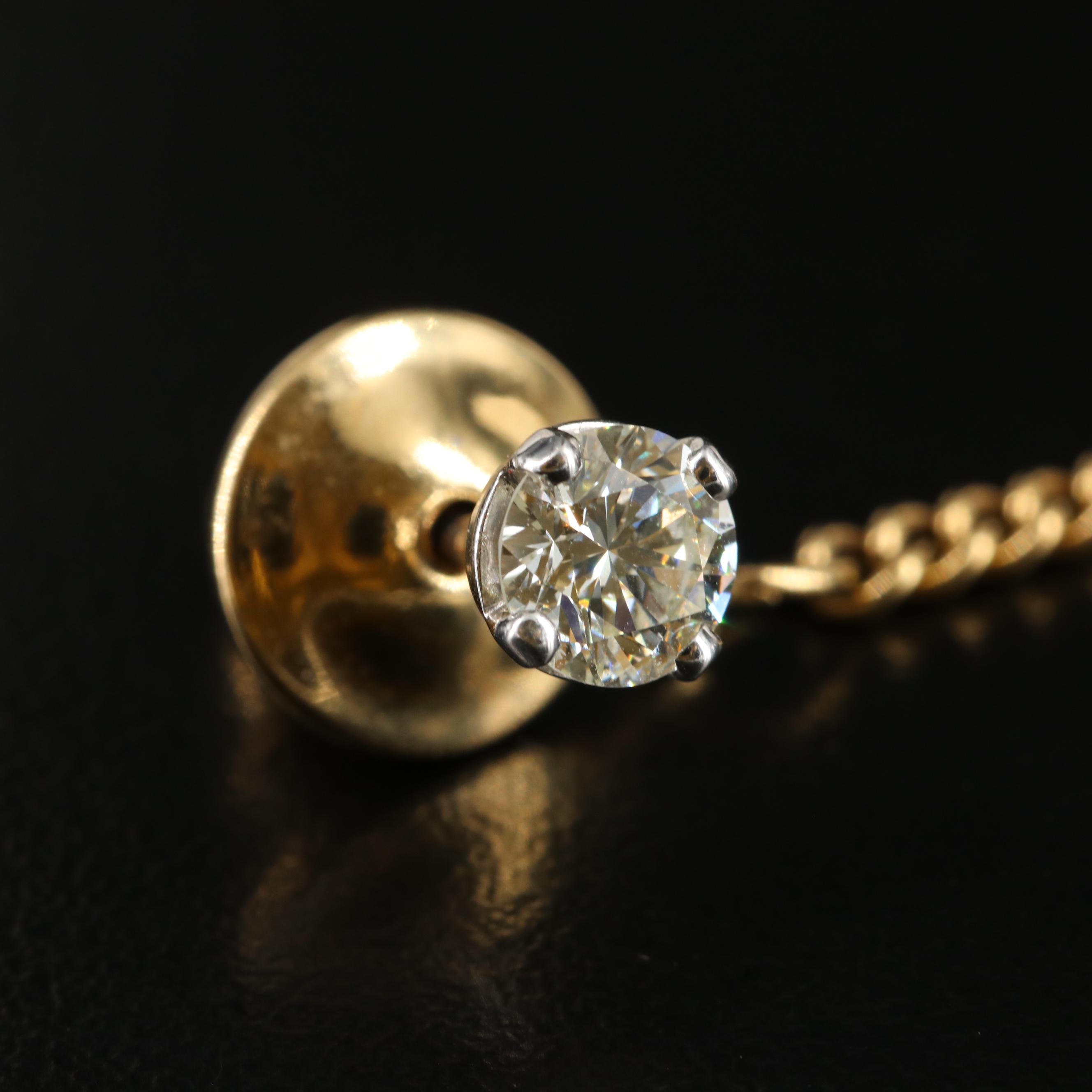 14K 0.64 CT Diamond Tie Tack