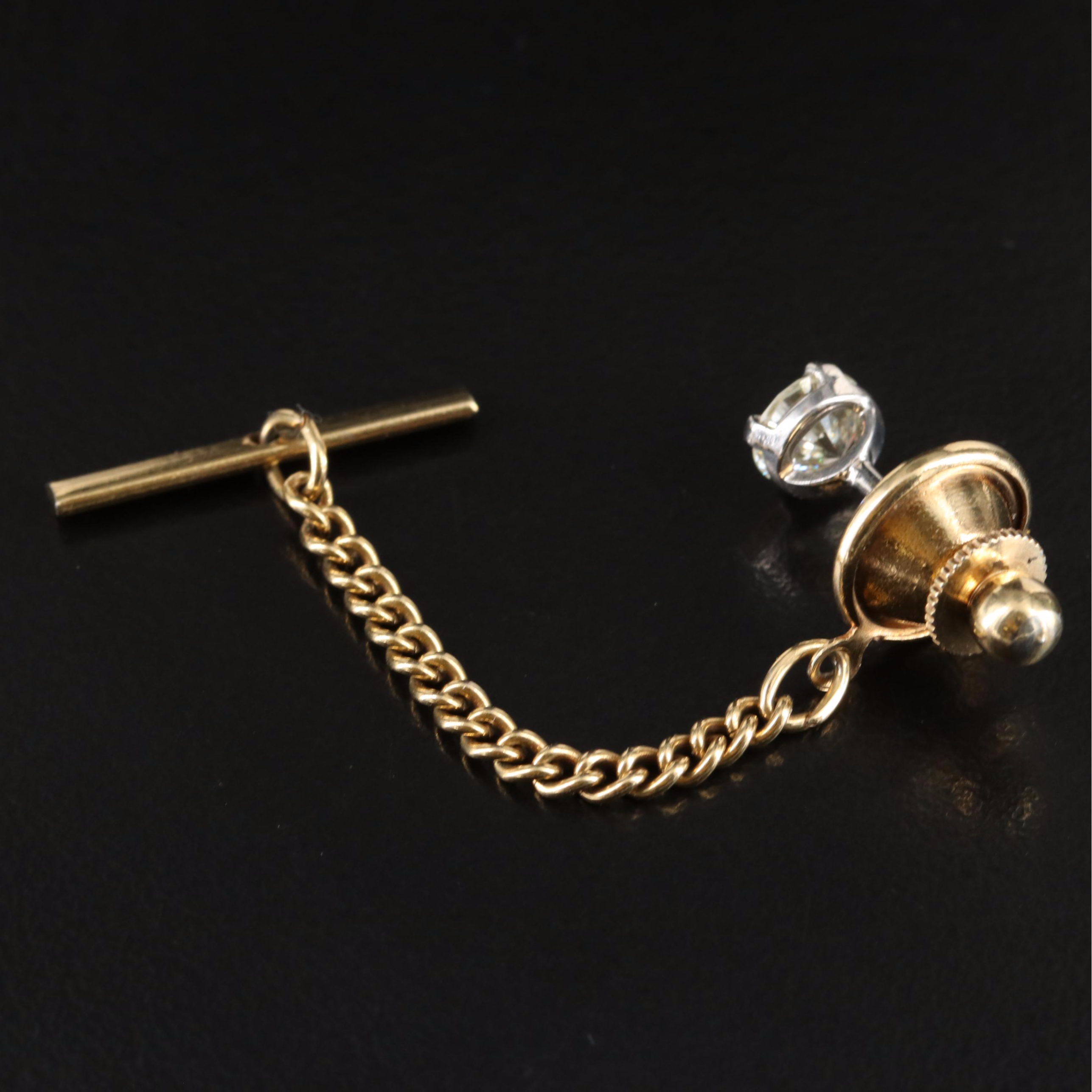14K 0.64 CT Diamond Tie Tack