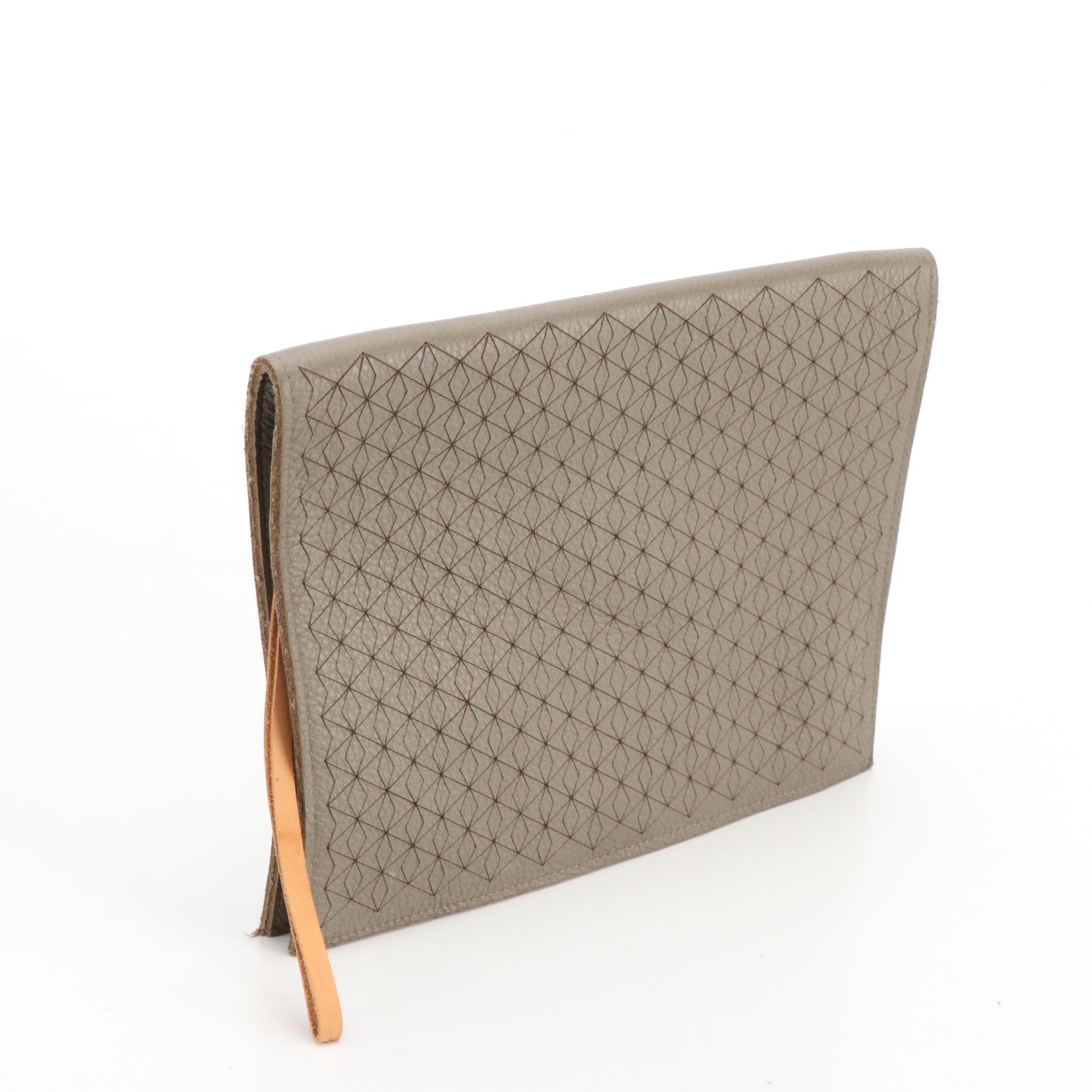 Leather/Hornback Crocodile Portfolio Cover with Leather Clutch Bags and Gloves