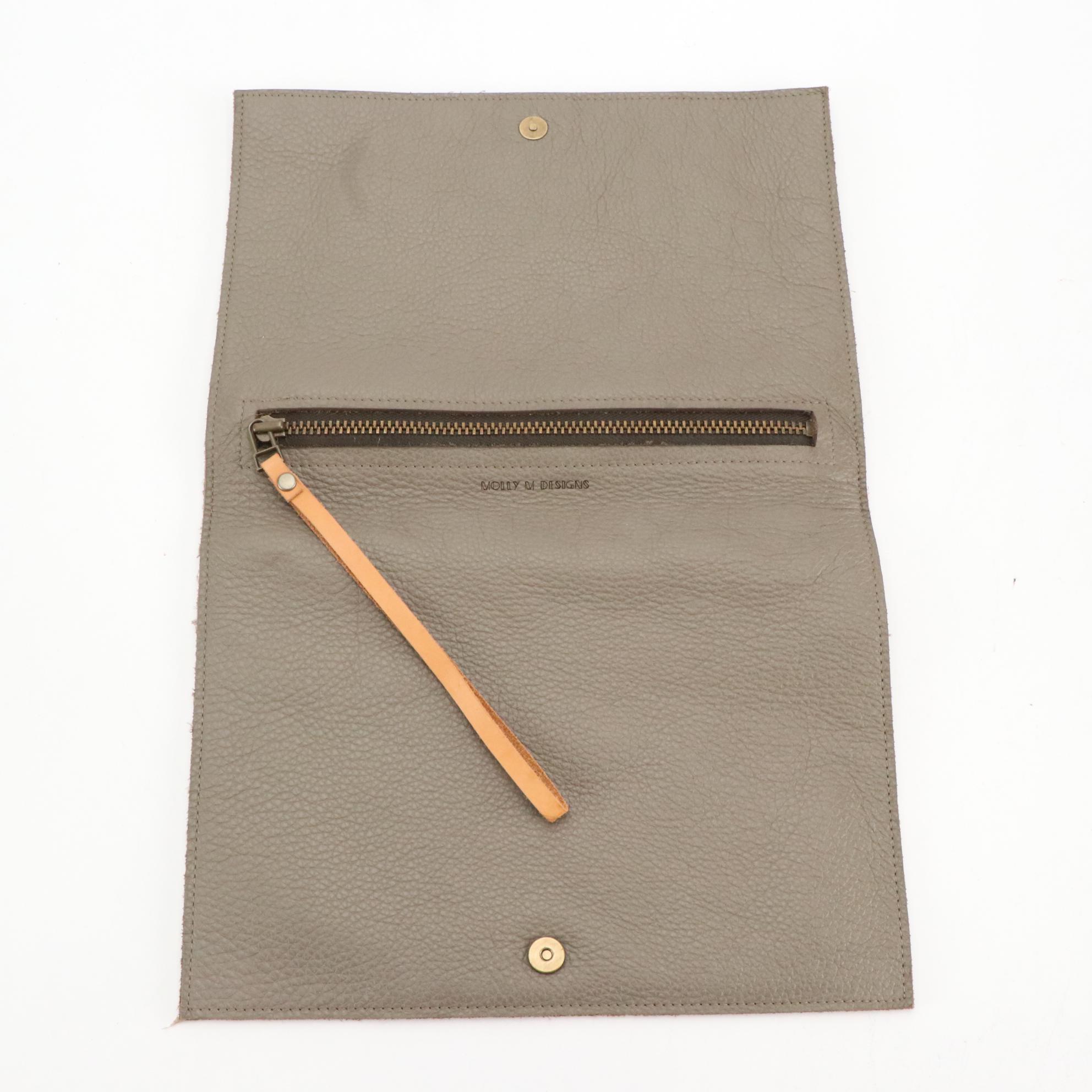 Leather/Hornback Crocodile Portfolio Cover with Leather Clutch Bags and Gloves