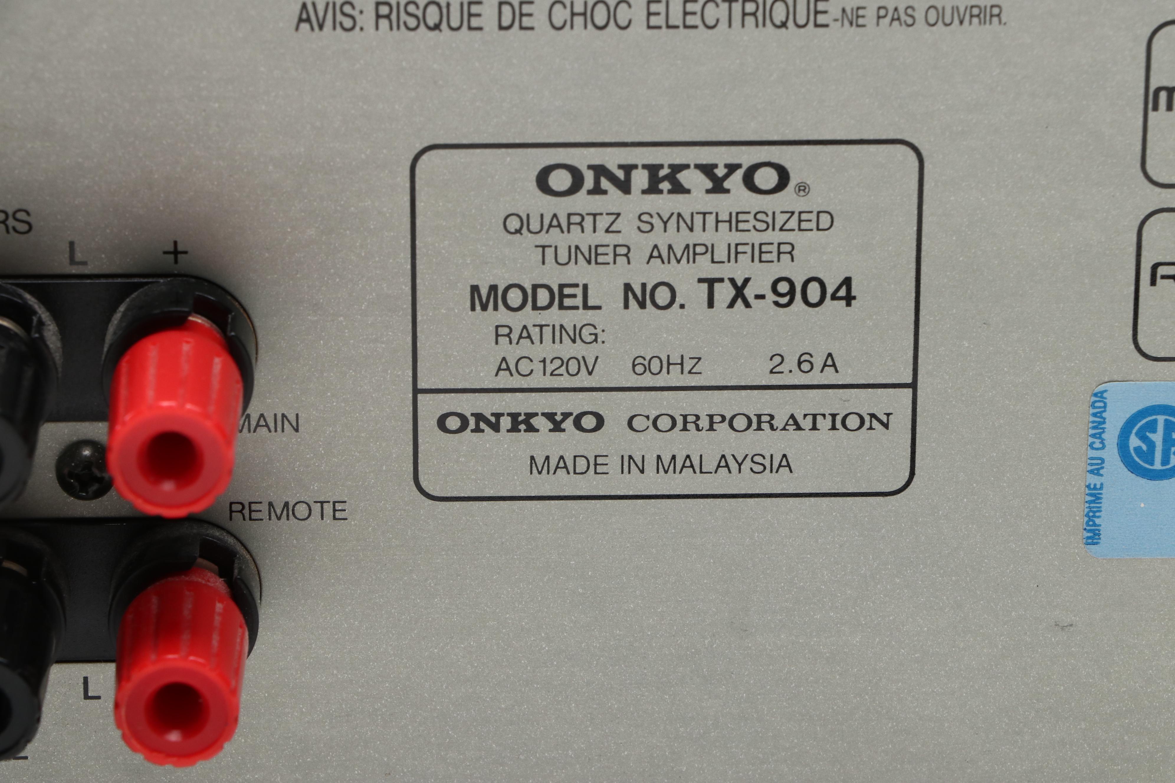 Onkyo TX-904 Quartz Synthesized Tuner Amplifier, Late 20th Century