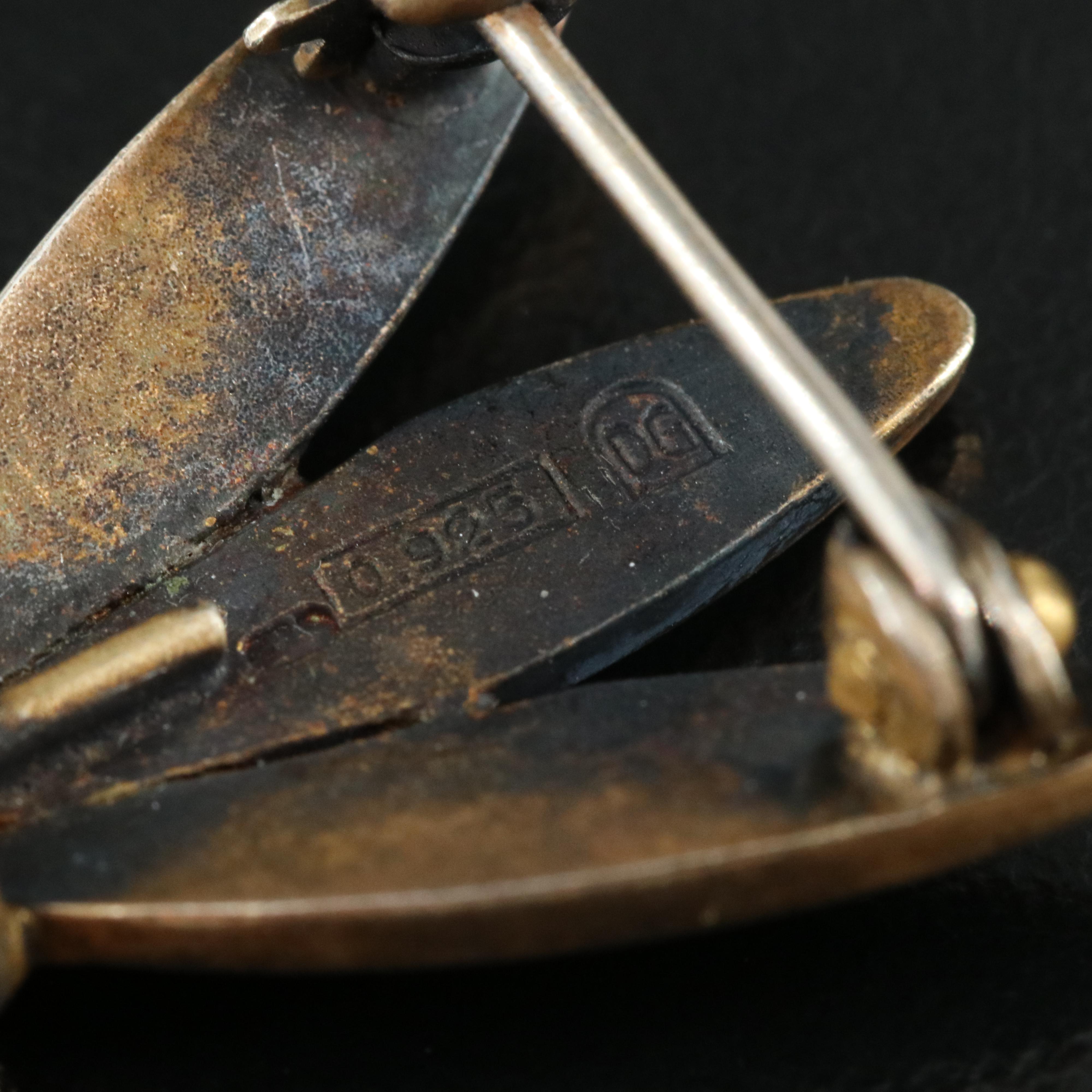 Antique Juvenia Sterling Aqua Green Enamel Pin Watch