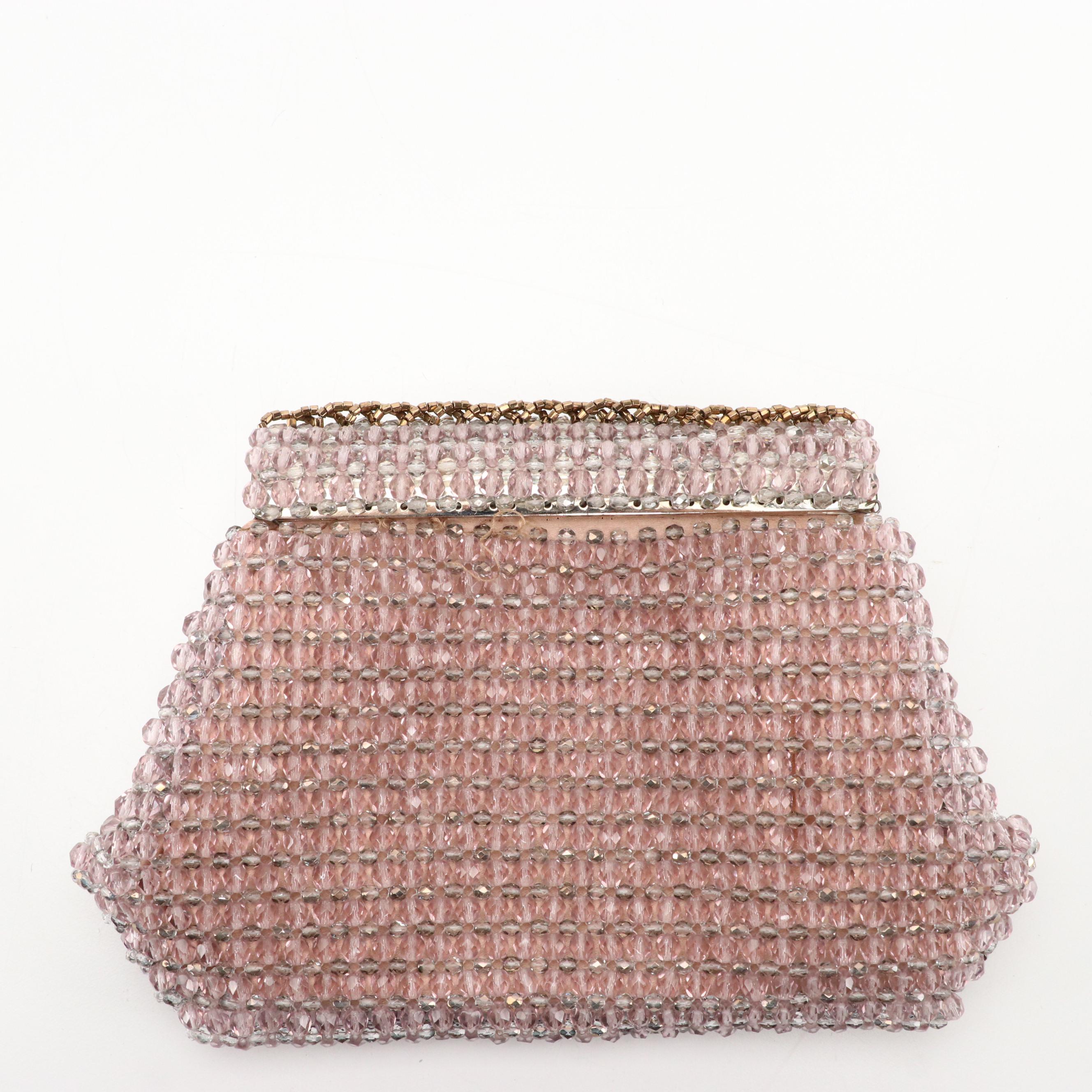 Prada Lavender Bead Embellished Structured Clutch