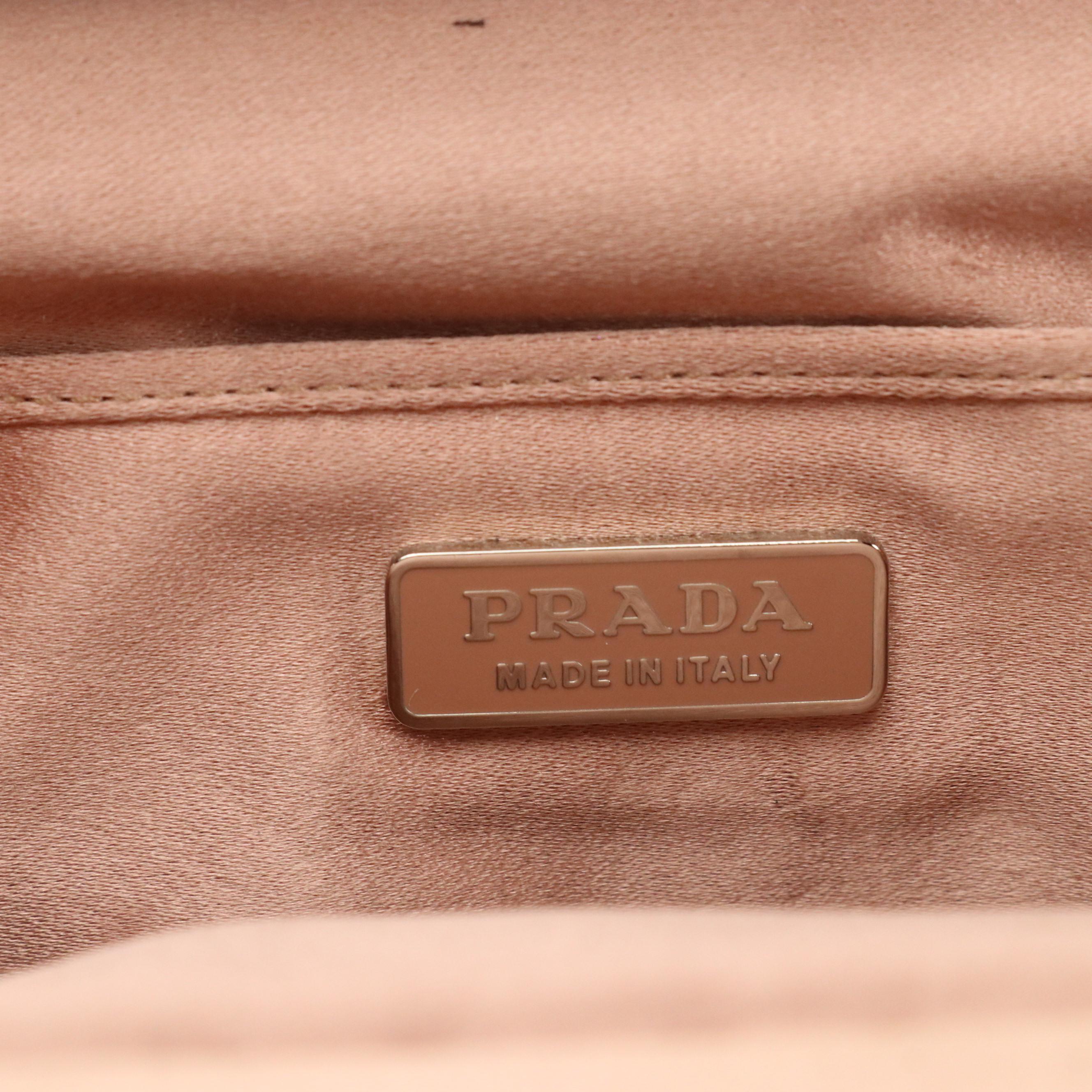 Prada Lavender Bead Embellished Structured Clutch