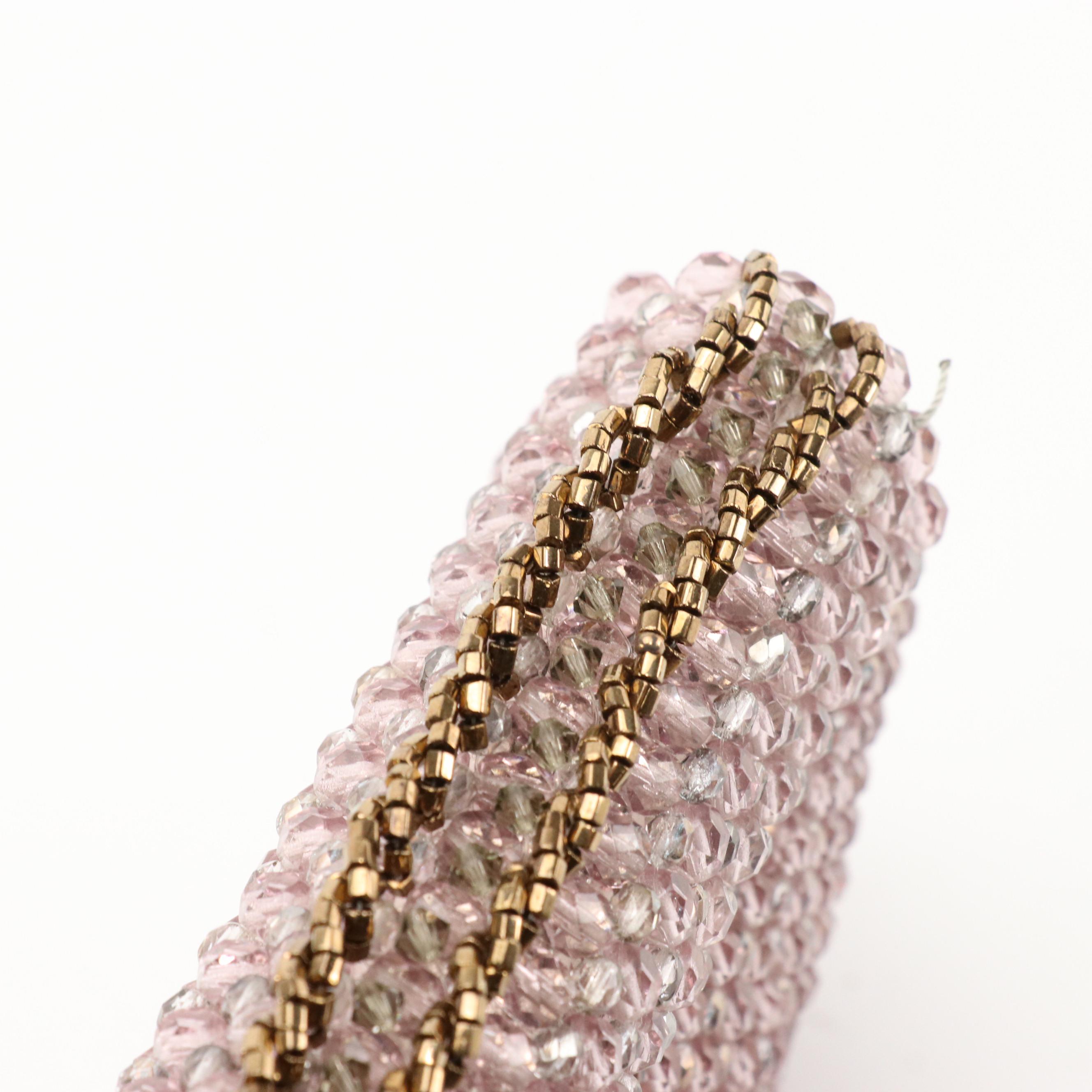 Prada Lavender Bead Embellished Structured Clutch