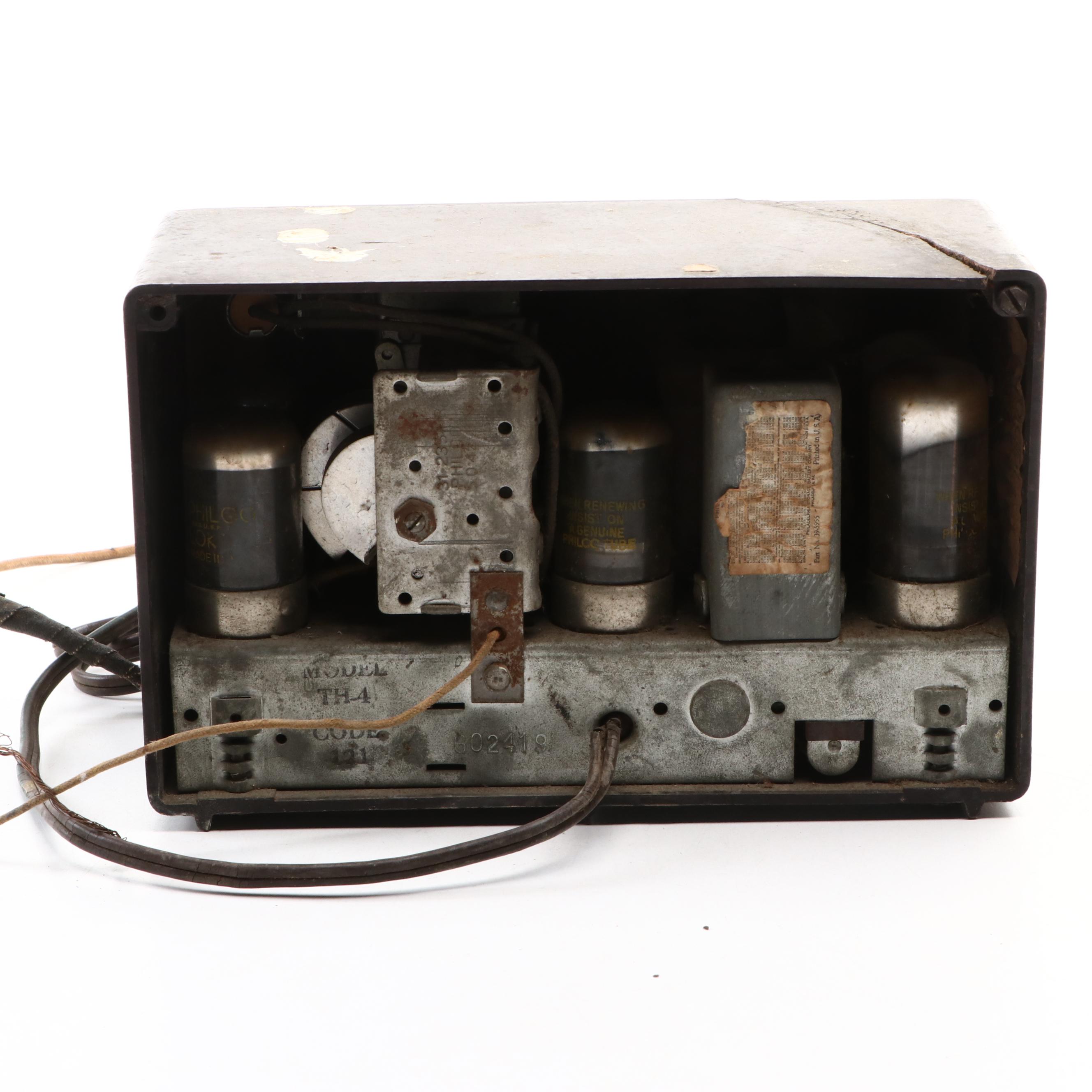 Philco Transitone TH-4, 42-95PT, and Bendix AM Tube Radios, Mid-20th Century