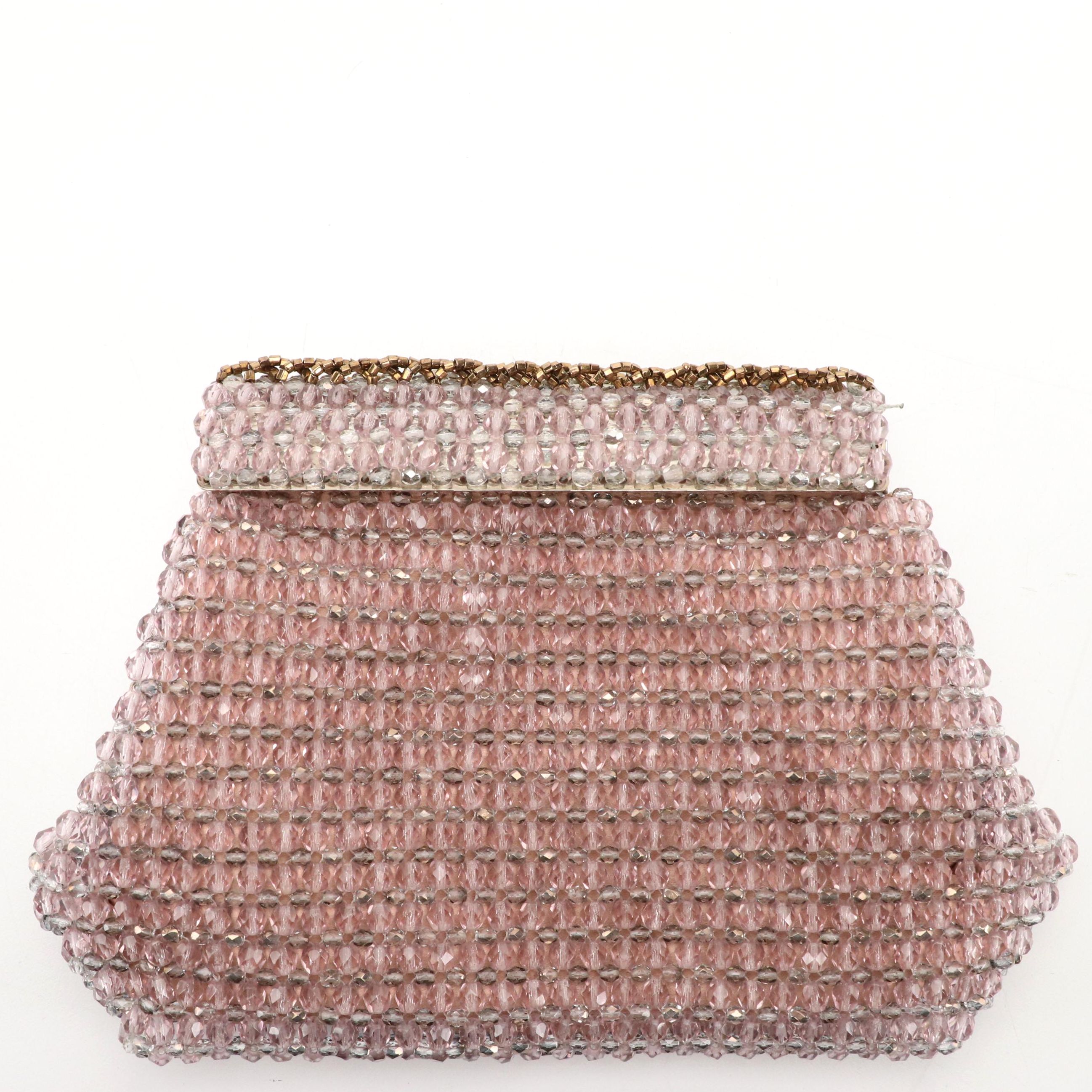 Prada Lavender Bead Embellished Structured Clutch