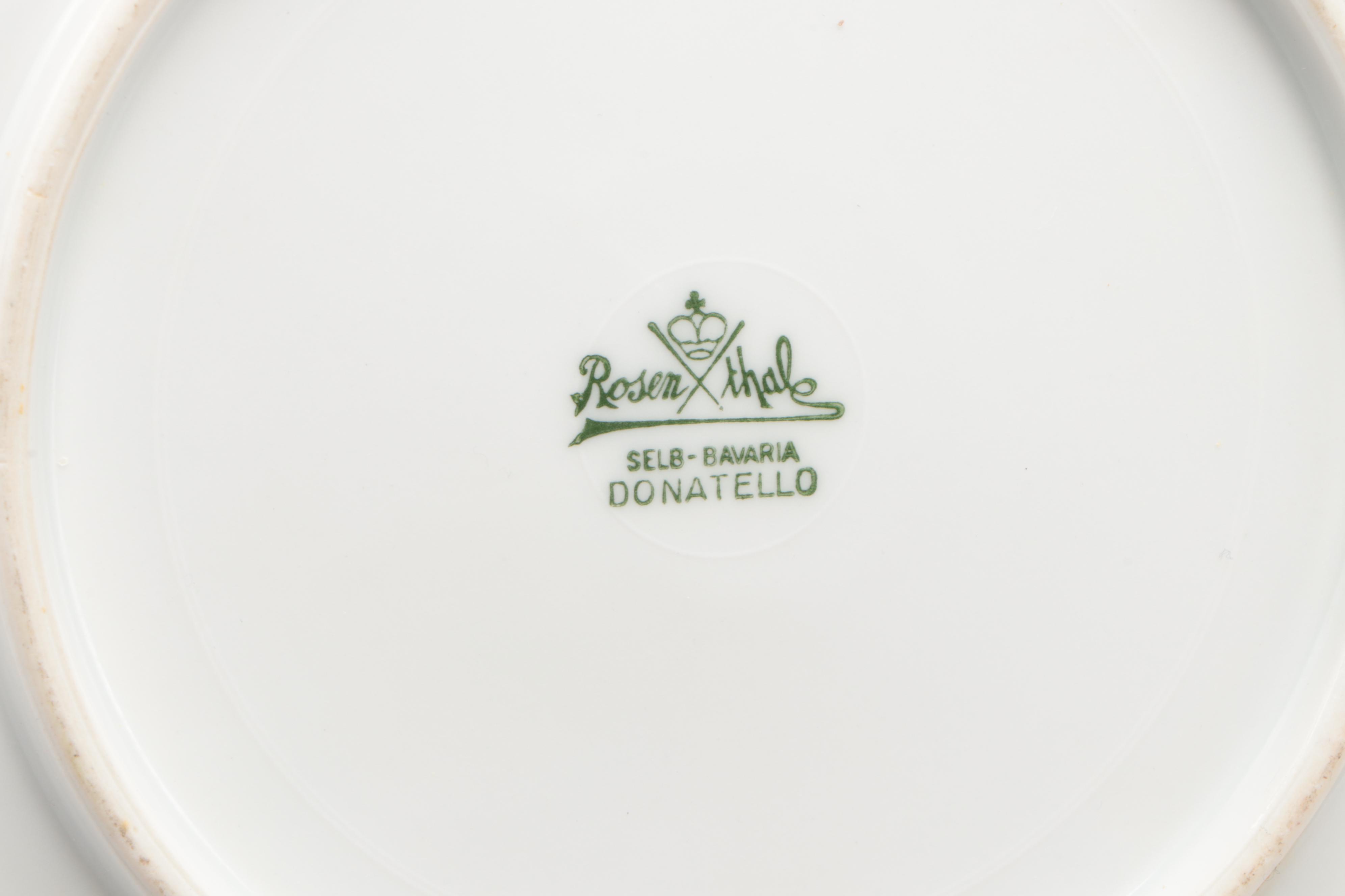 Royal Copenhagen "Golden Basket" Plate with Other Tableware and Cachepot