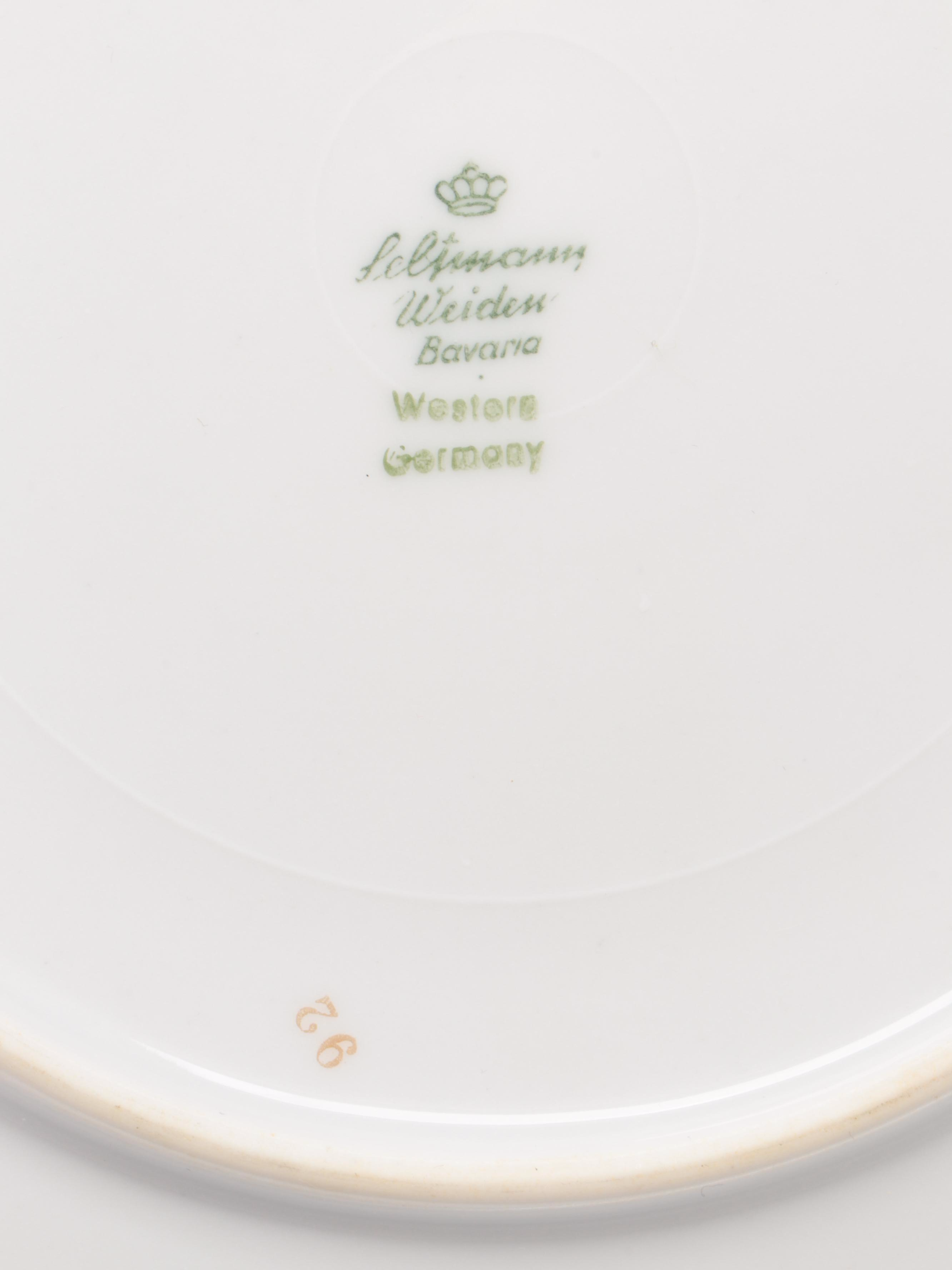 Royal Copenhagen "Golden Basket" Plate with Other Tableware and Cachepot