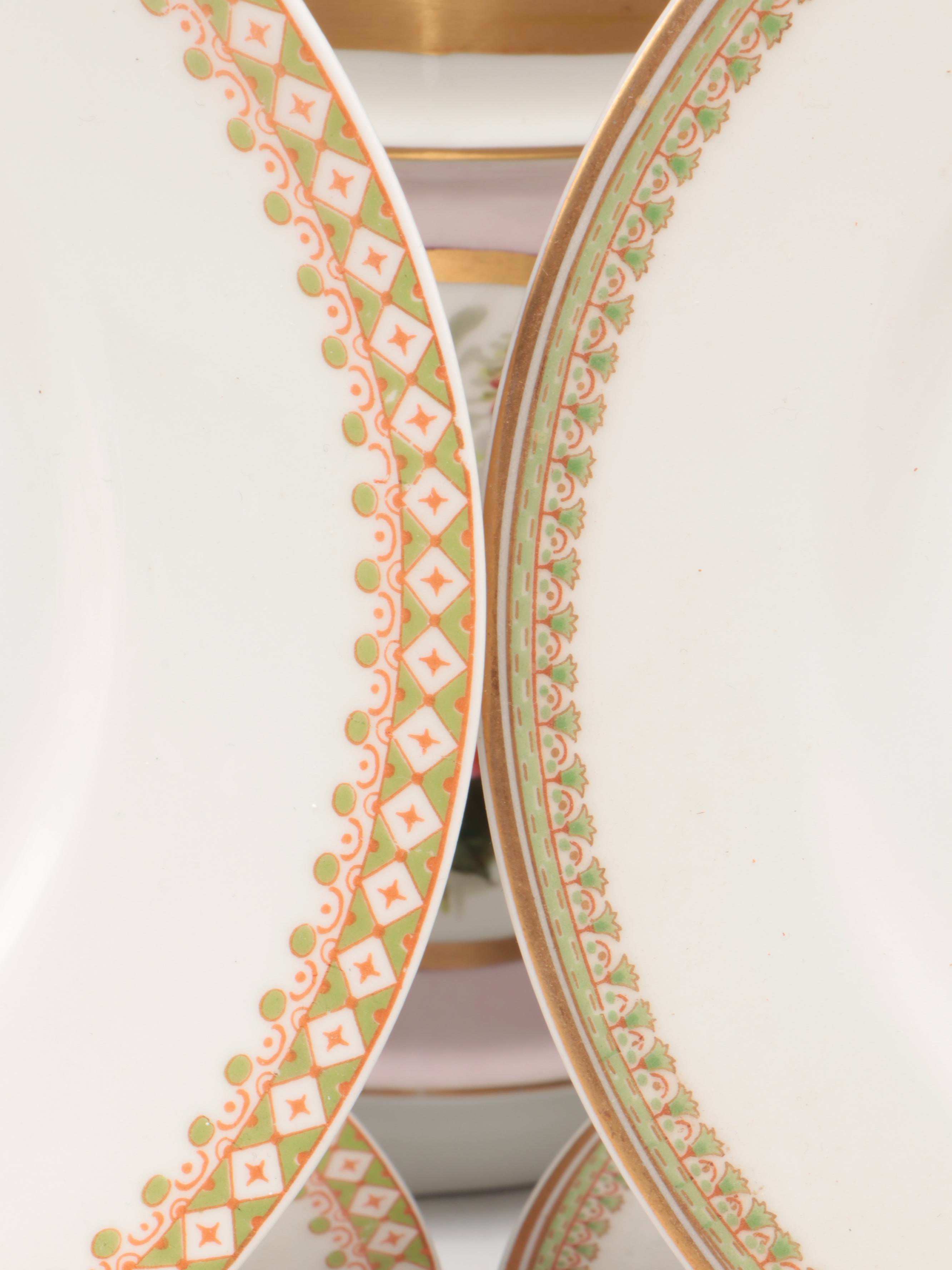 Royal Copenhagen "Golden Basket" Plate with Other Tableware and Cachepot