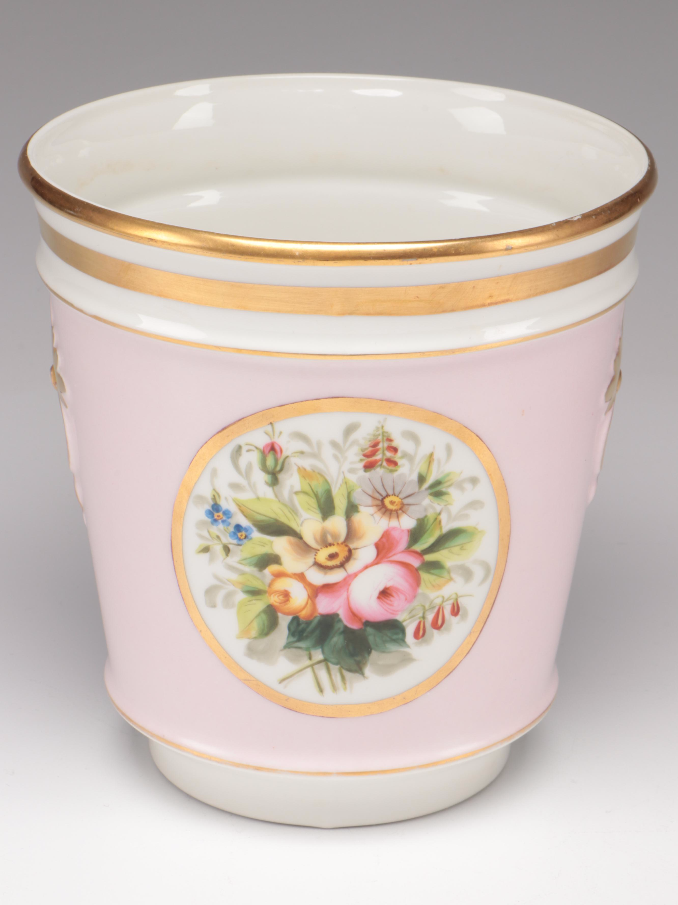 Royal Copenhagen "Golden Basket" Plate with Other Tableware and Cachepot