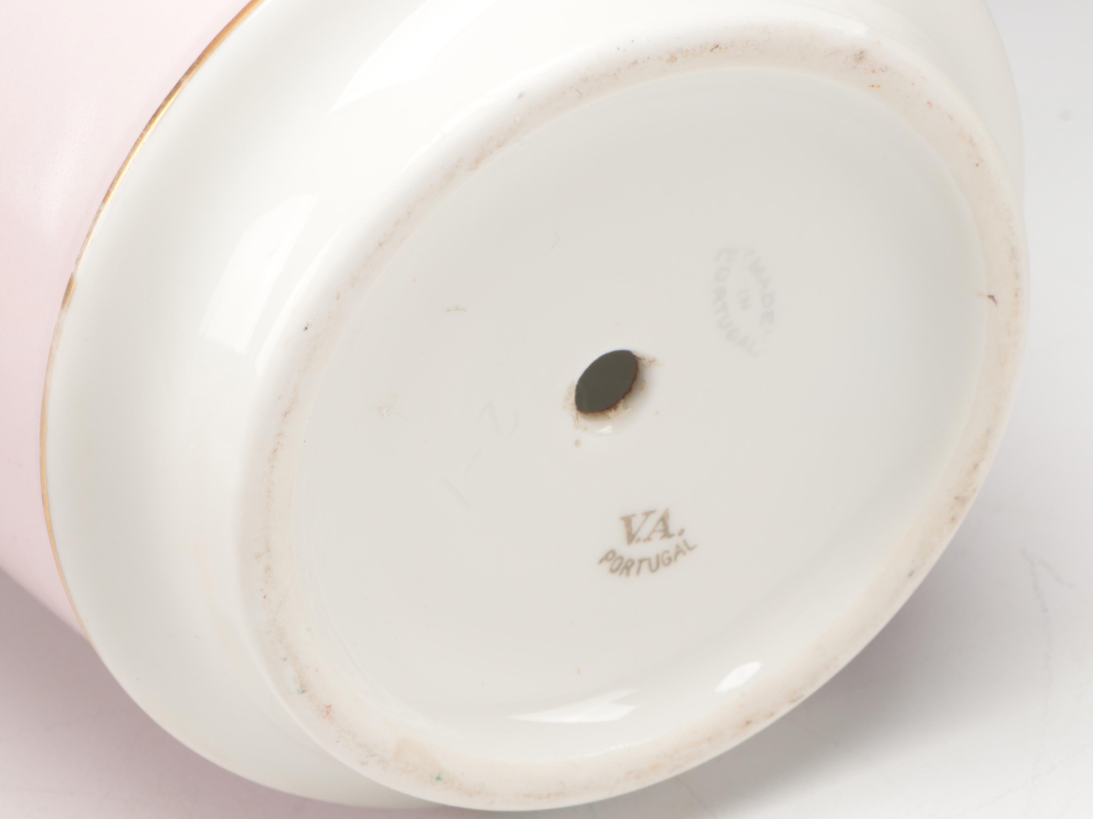 Royal Copenhagen "Golden Basket" Plate with Other Tableware and Cachepot