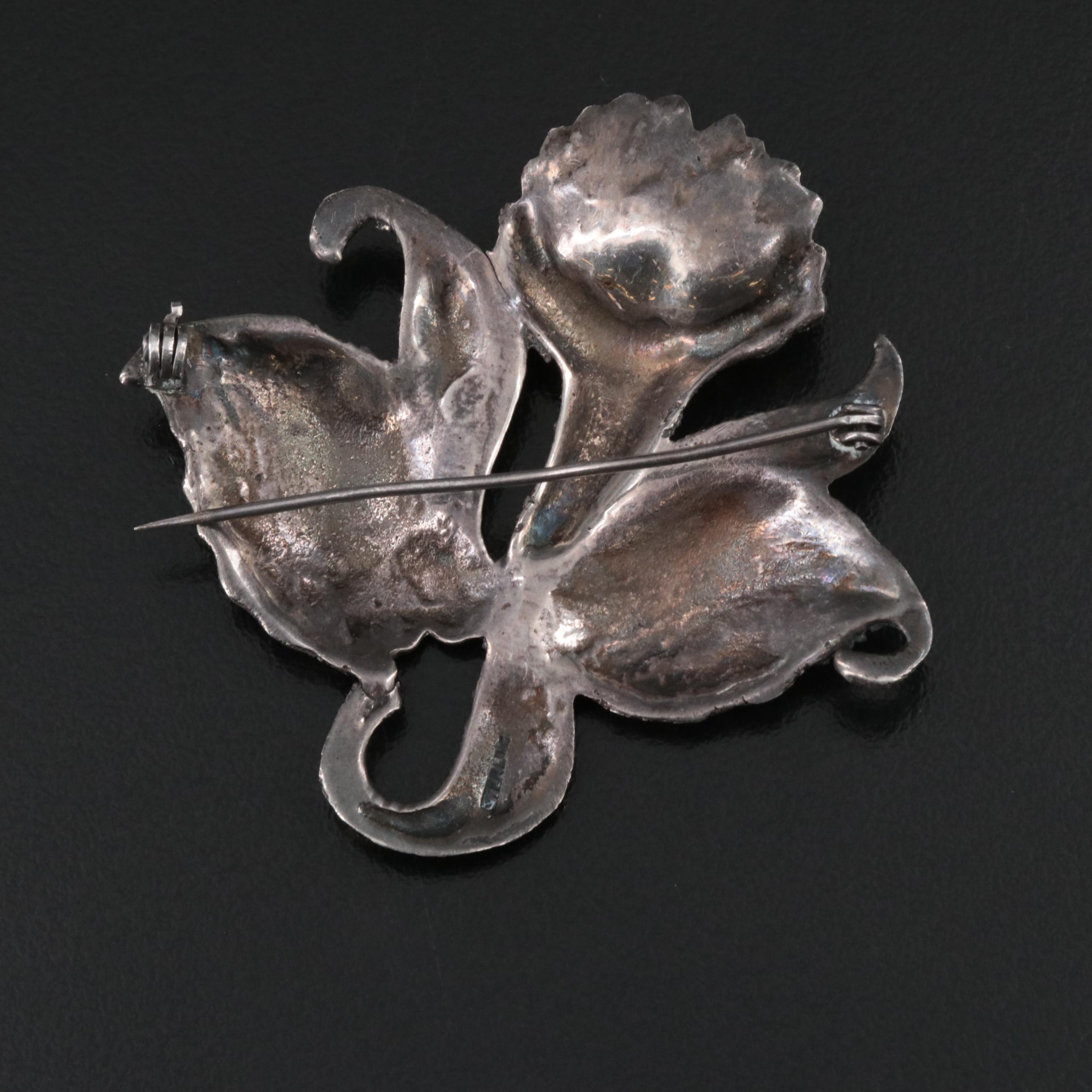Sterling Orchid Brooch