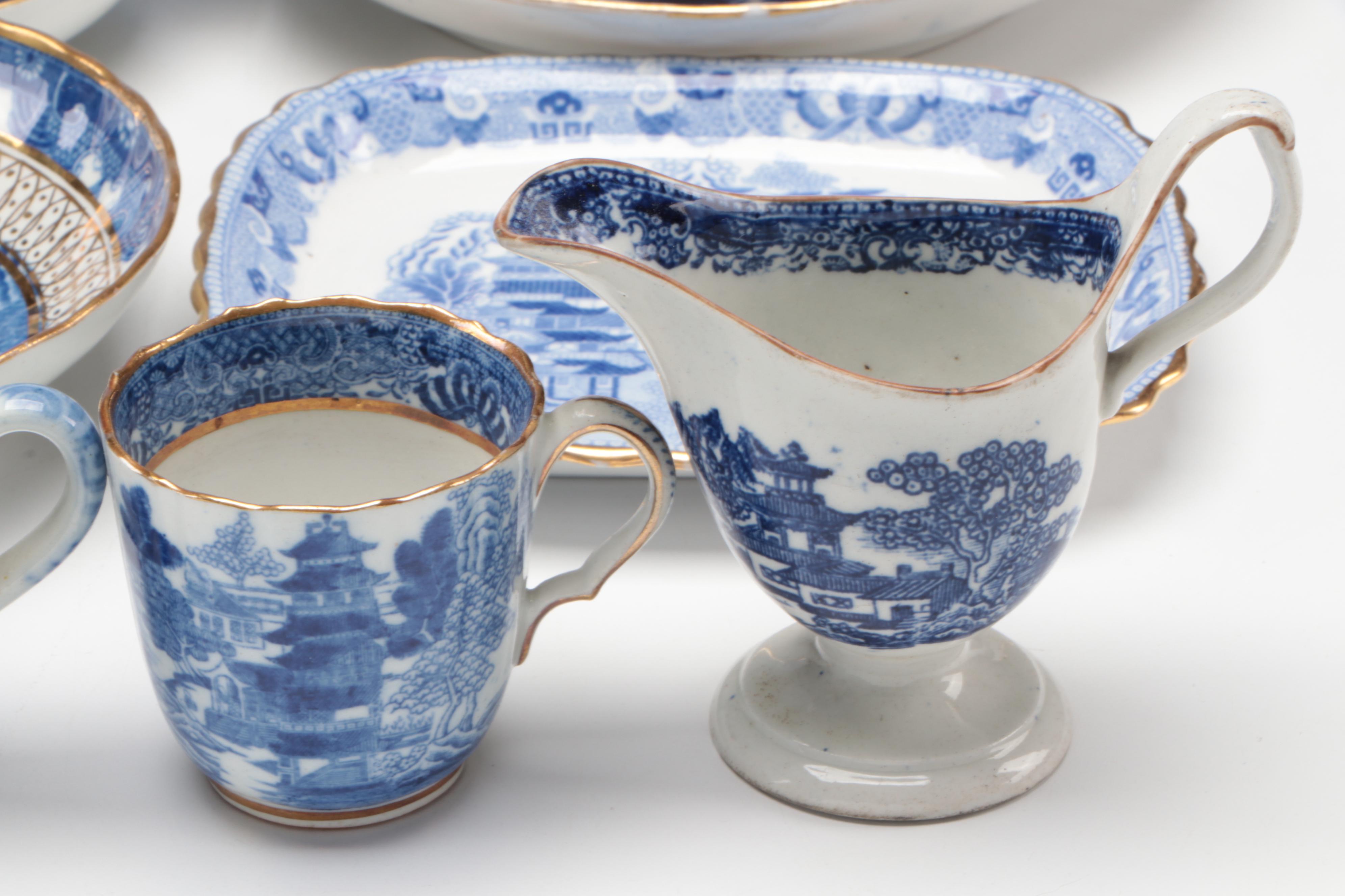 Spode and Other English Blue Willow Style Tableware