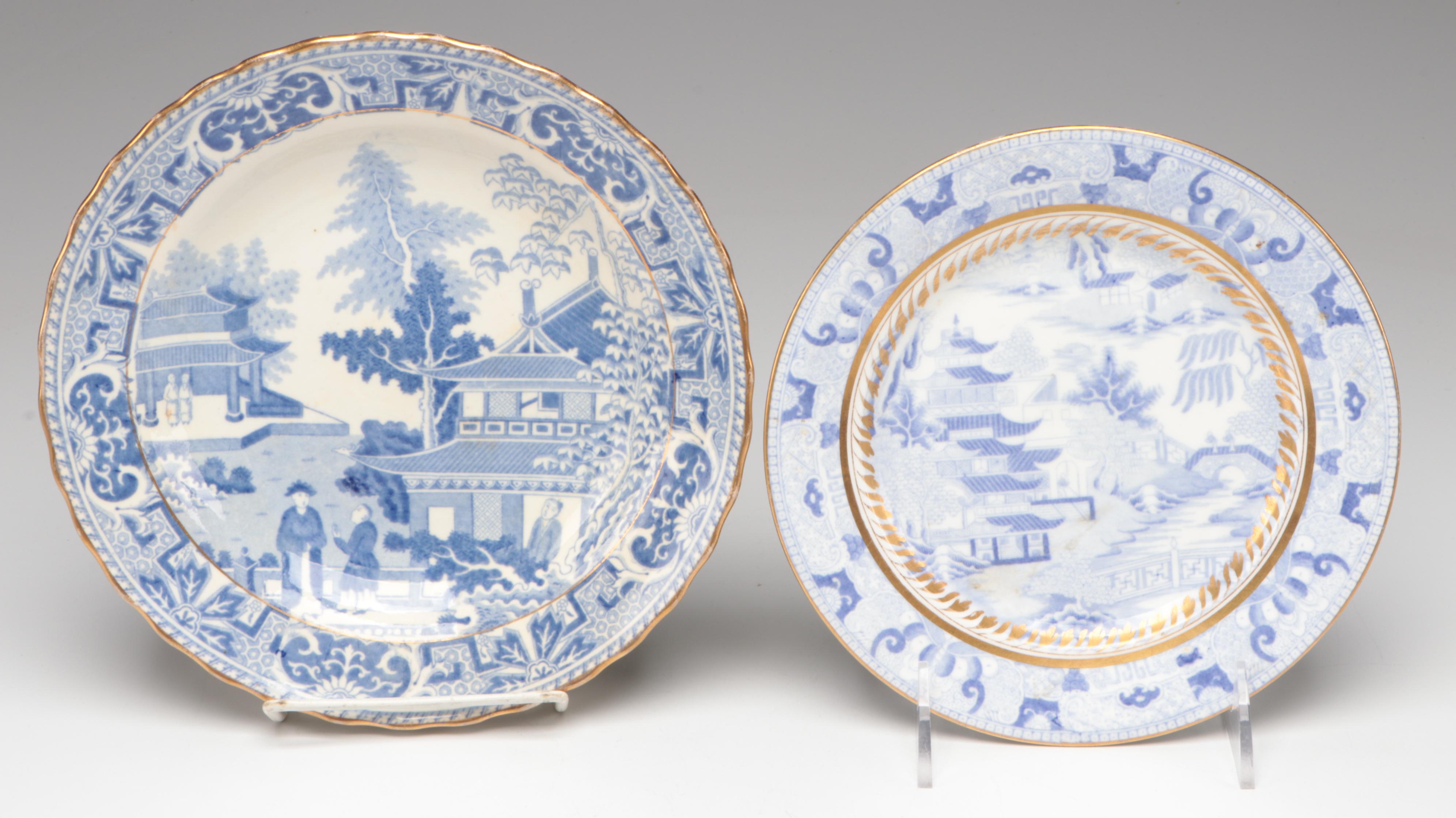 Spode and Other English Blue Willow Style Tableware