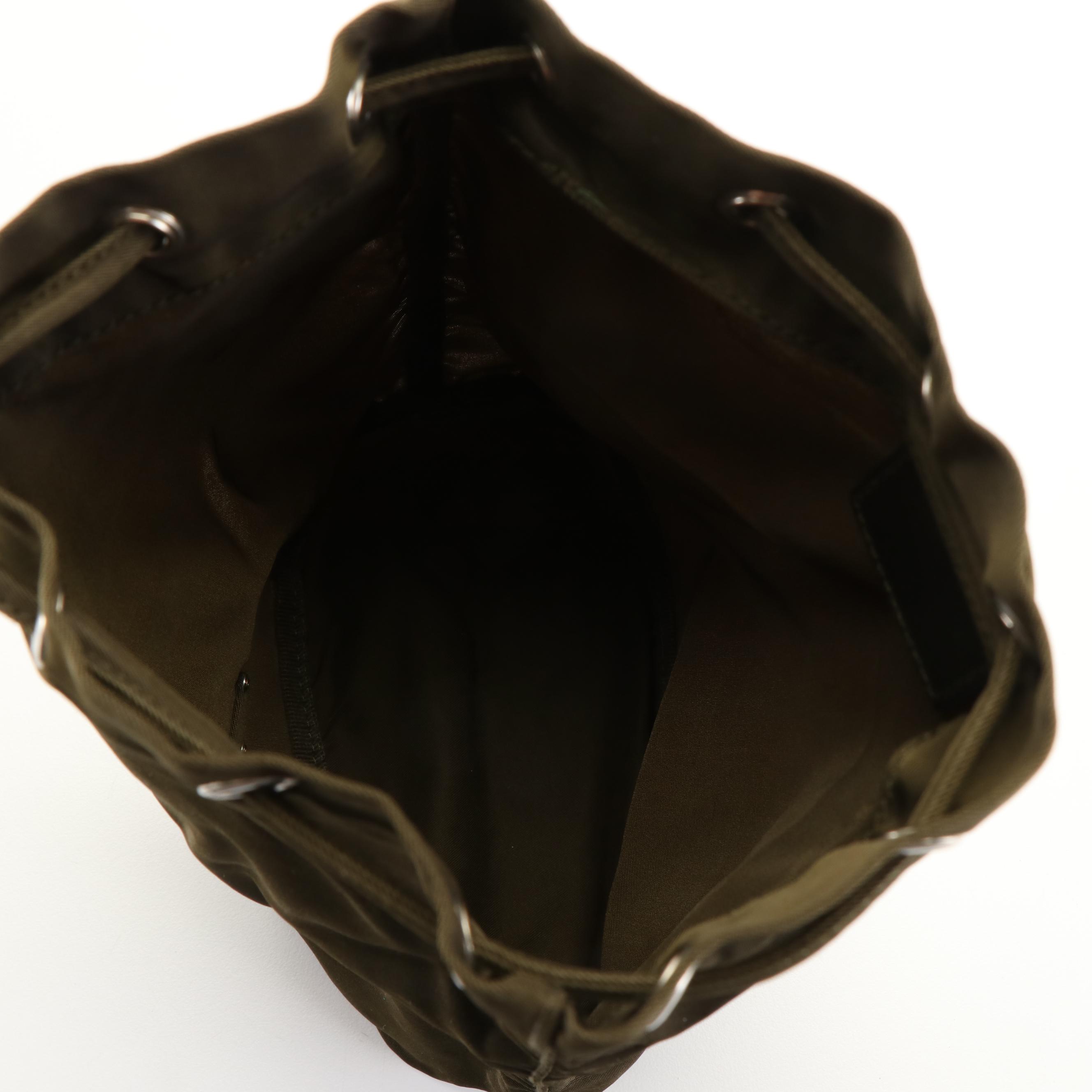 Prada Tundra Green Nylon Drawstring Bucket Pouch