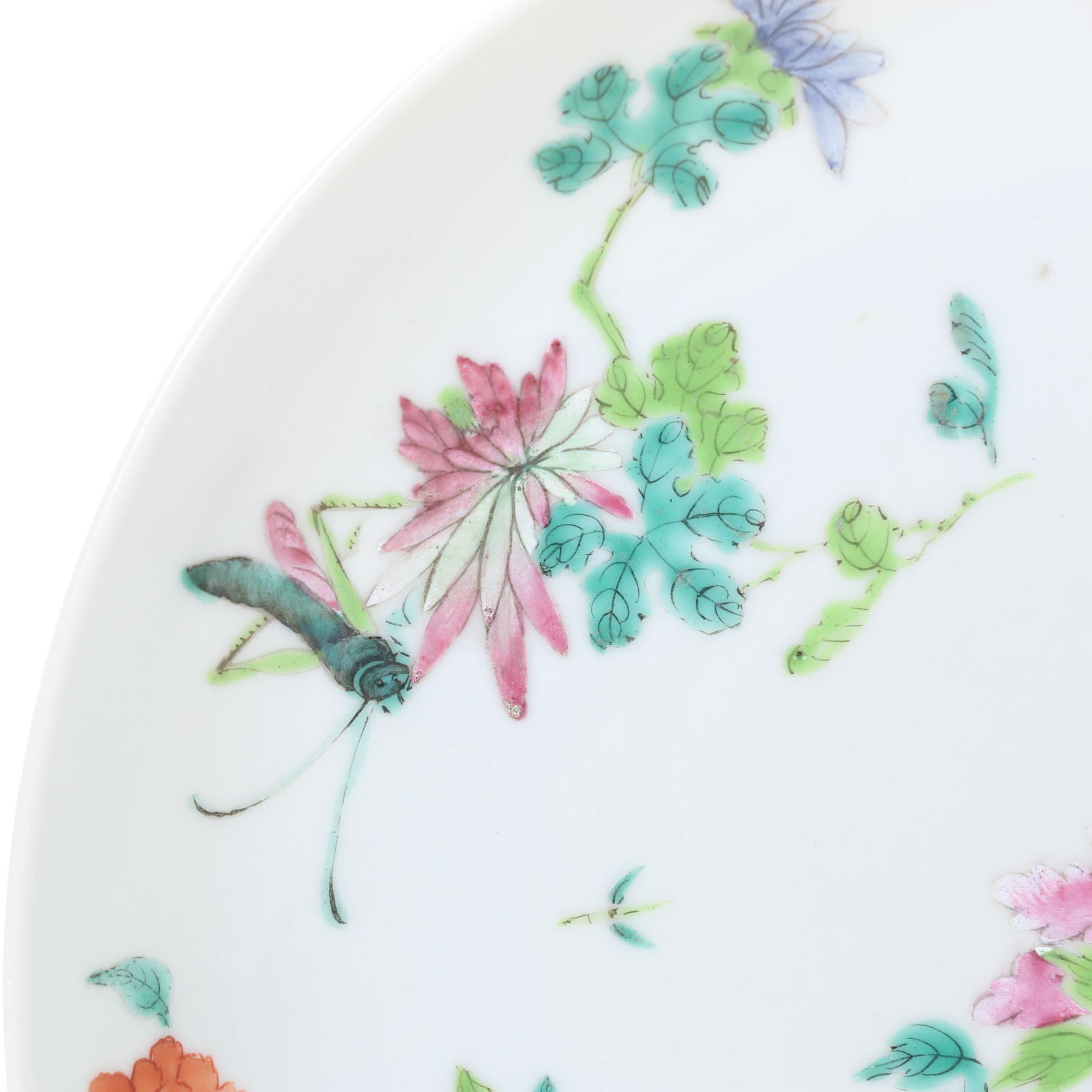 Six Chinese Qing Dynasty Hand-Decorated Porcelain Plates with Other Asian Items