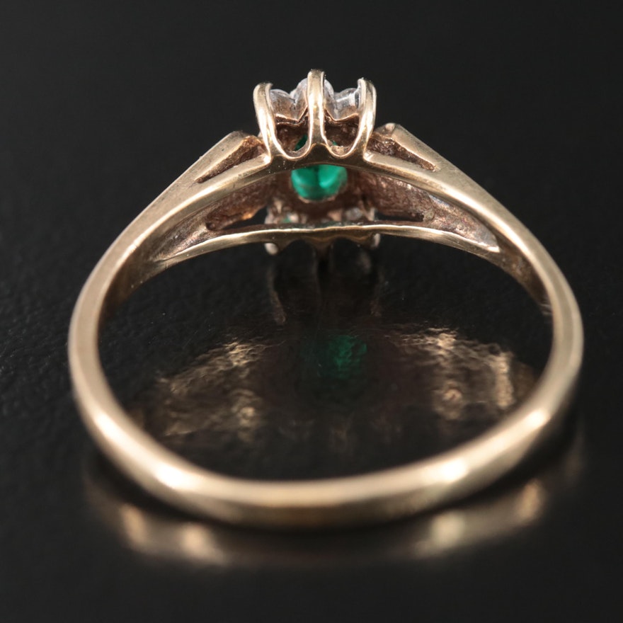 10K Emerald and Diamond Ring | EBTH